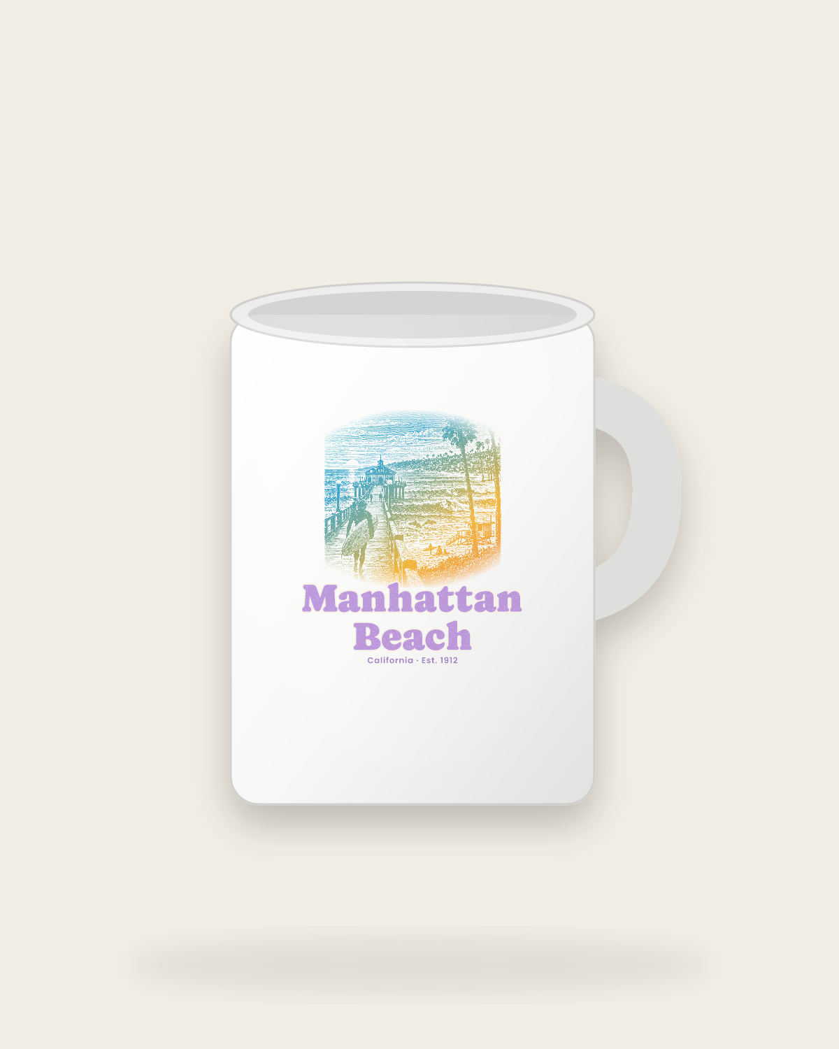 Manhattan Beach Pier Roundhouse Ceramic Mug 15oz in White