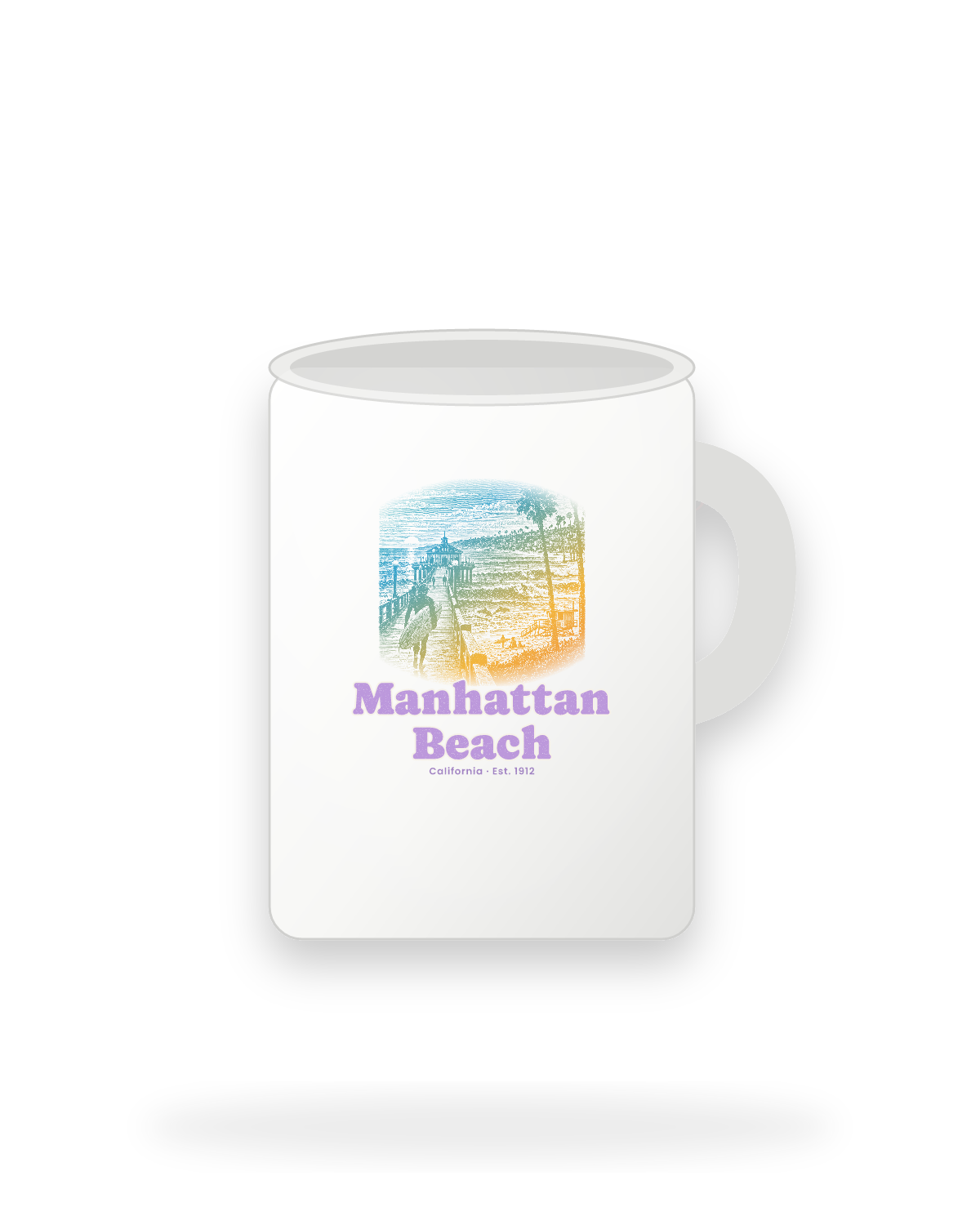Manhattan Beach Pier Roundhouse Ceramic Mug 15oz in White