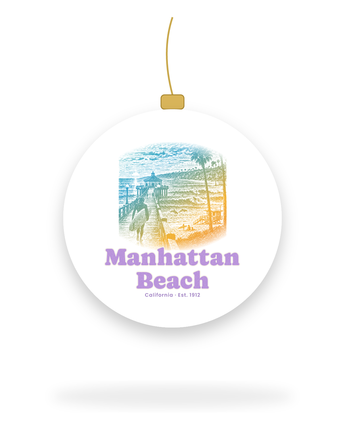 Manhattan Beach Pier Roundhouse Ceramic Ornament in White