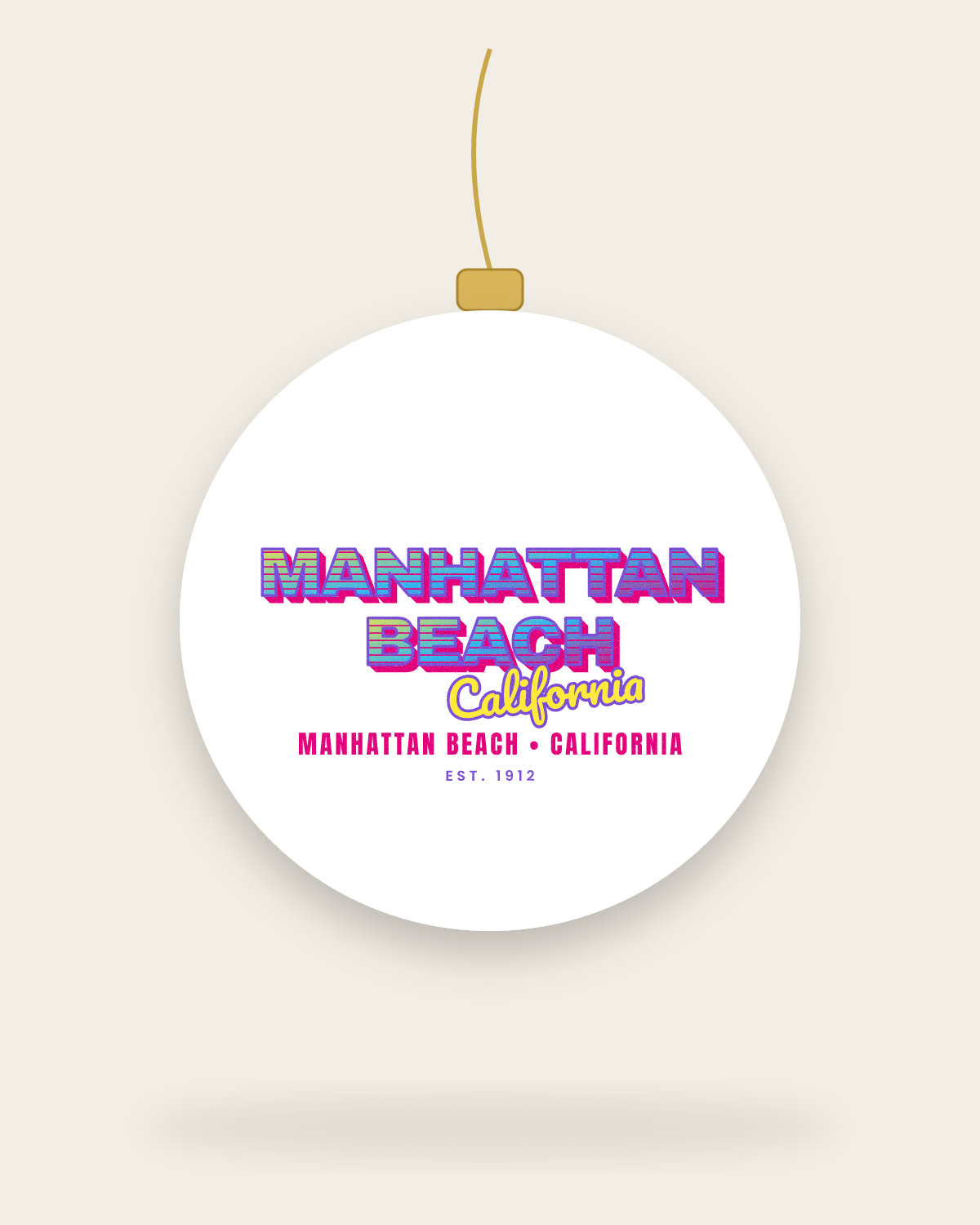 Manhattan Beach Music TV Ceramic Ornament in White