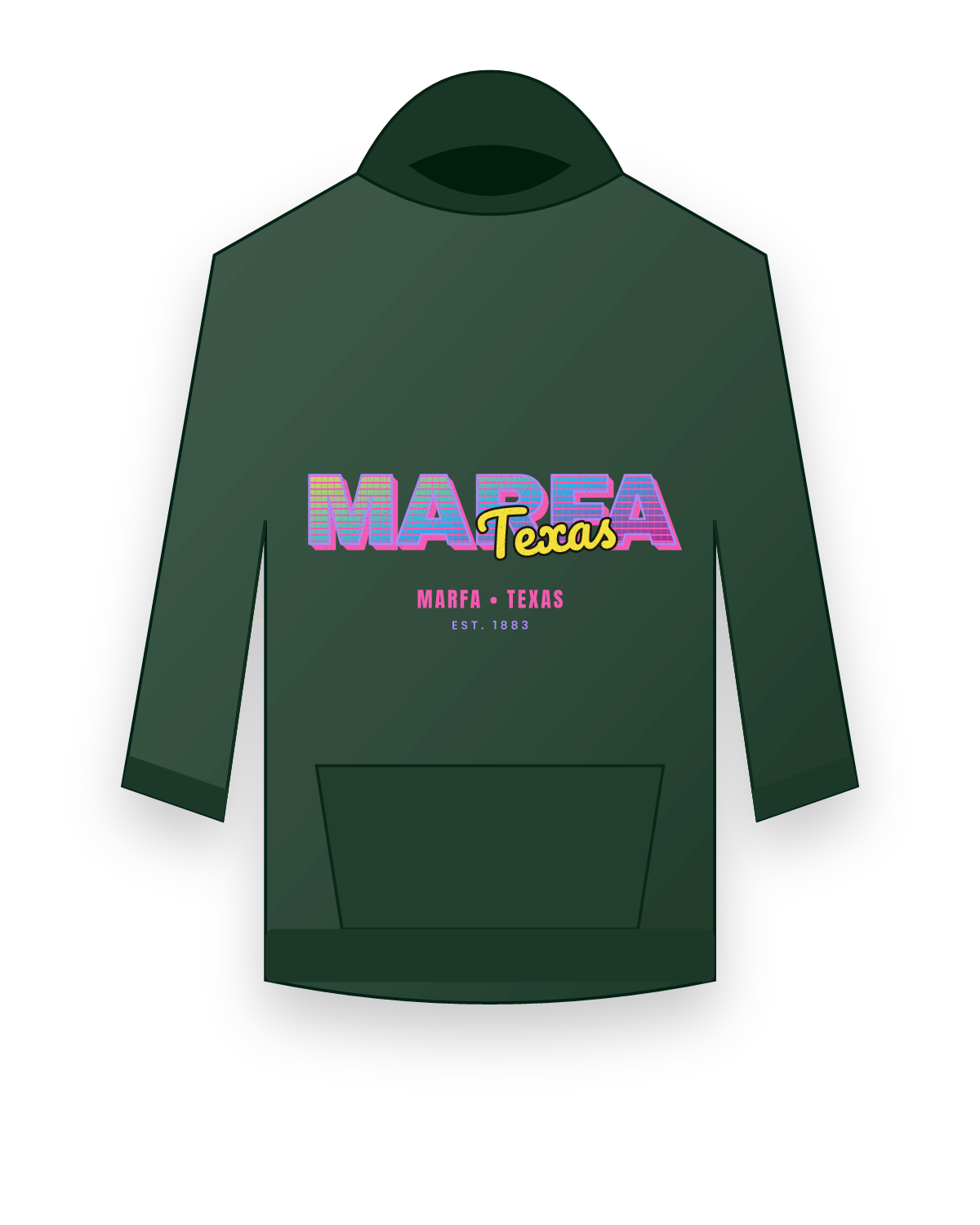 Marfa Music TV Hooded Sweatshirt in Forest Green
