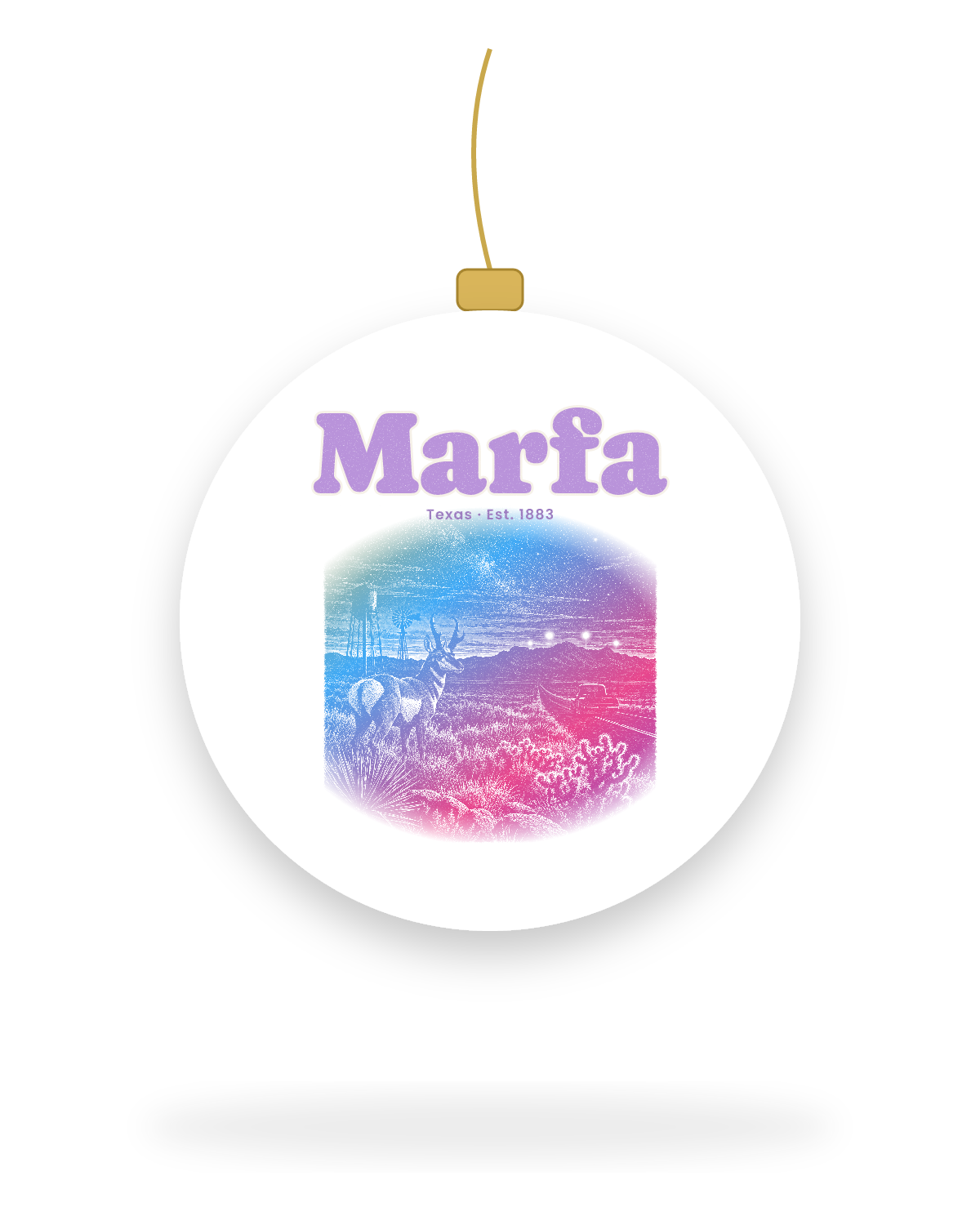 Marfa Desert Lights Ceramic Ornament in White
