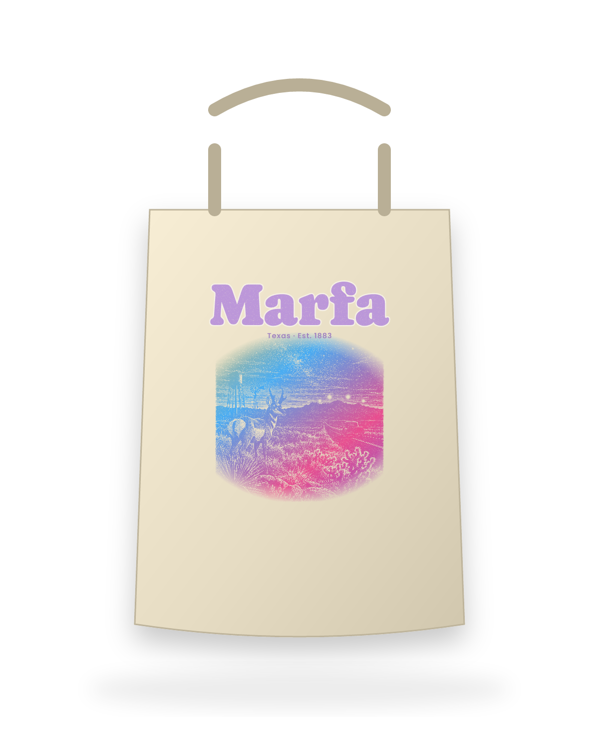 Marfa Desert Lights Canvas Tote in Beige