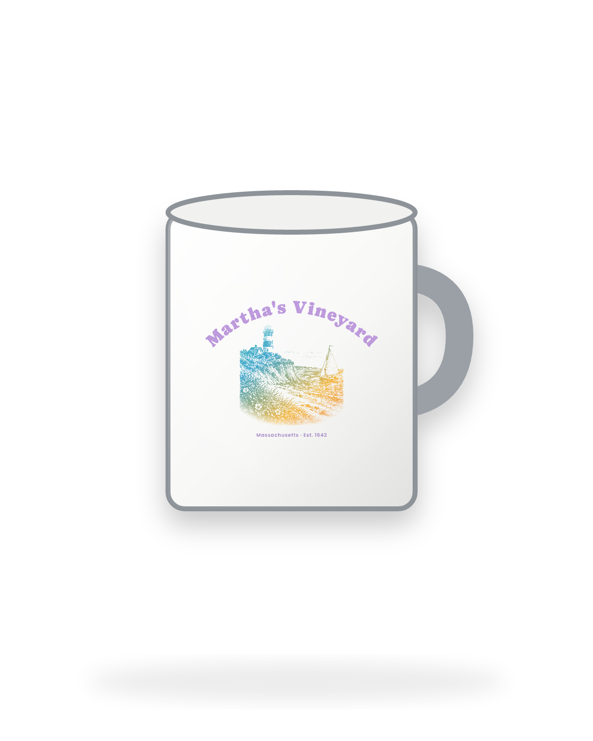 Martha's Vineyard Aquinnah Lighthouse Enamel Camp Mug in White