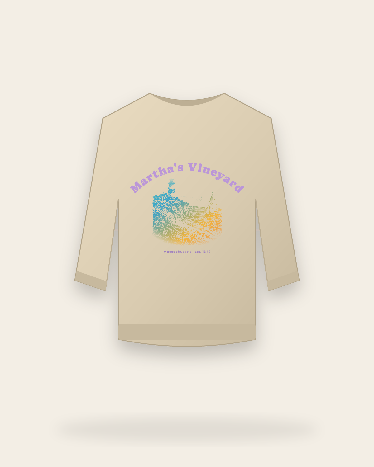 Martha's Vineyard Aquinnah Lighthouse Crewneck Sweatshirt in Sand