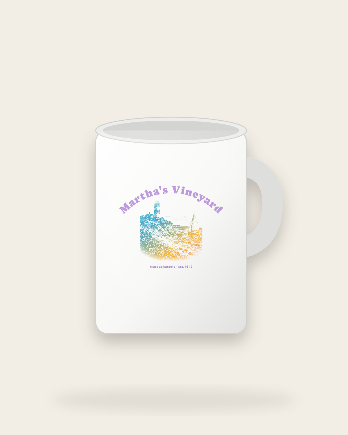 Martha's Vineyard Aquinnah Lighthouse Ceramic Mug 15oz in White
