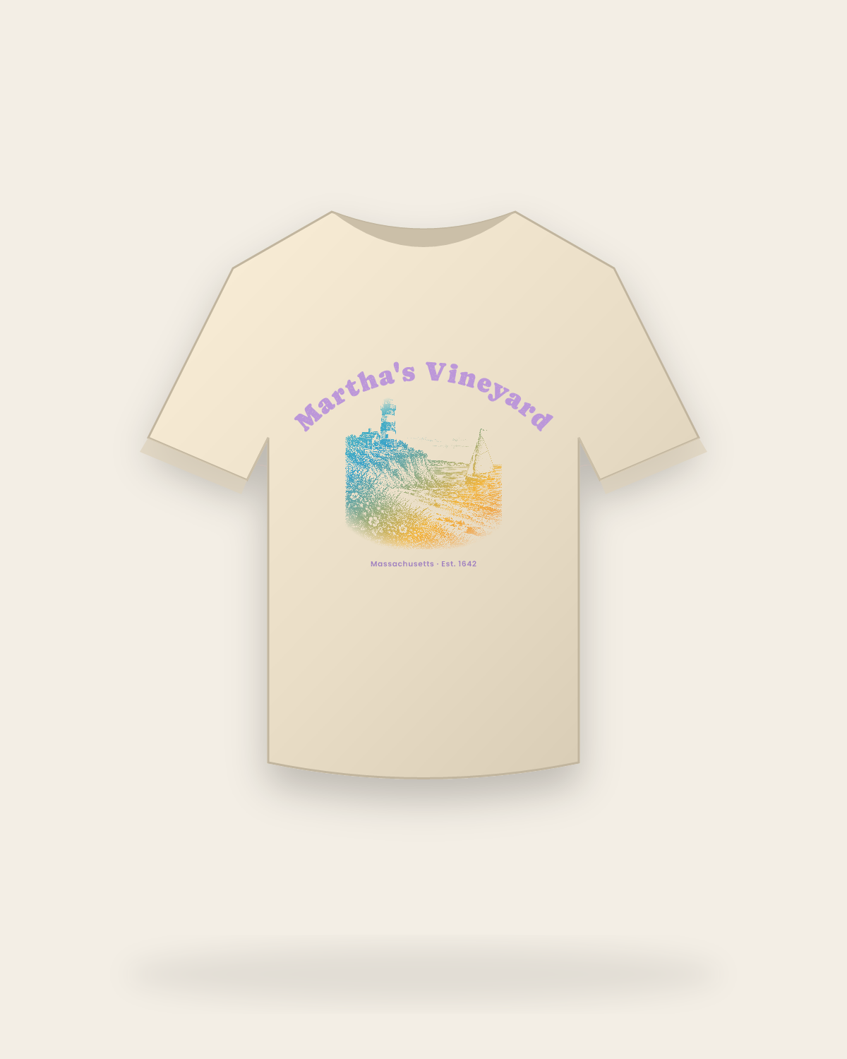 Martha's Vineyard Aquinnah Lighthouse Organic Cotton Tee in Natural