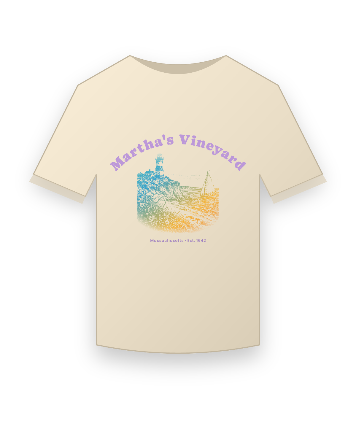Martha's Vineyard Aquinnah Lighthouse Organic Cotton Tee in Natural