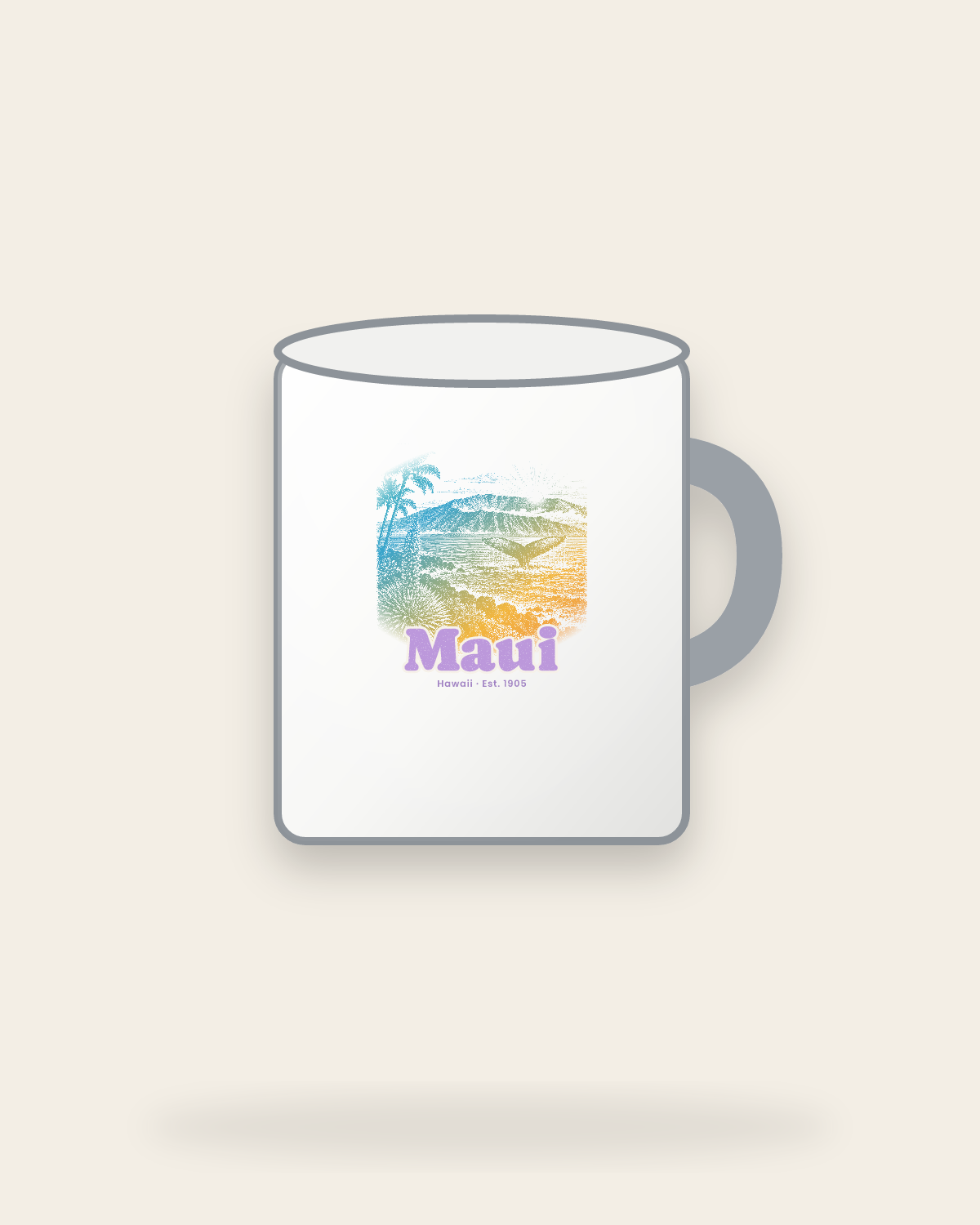 Maui Whale Fluke Enamel Camp Mug in White