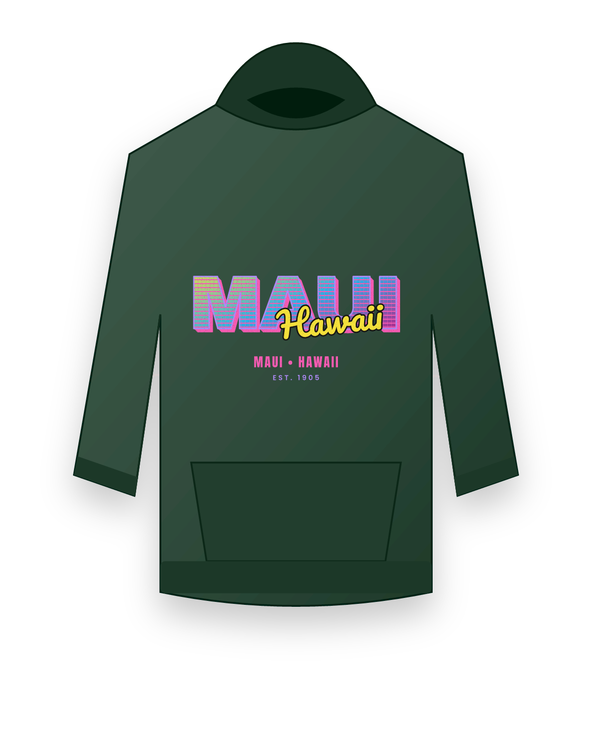Maui Music TV Hooded Sweatshirt in Forest Green