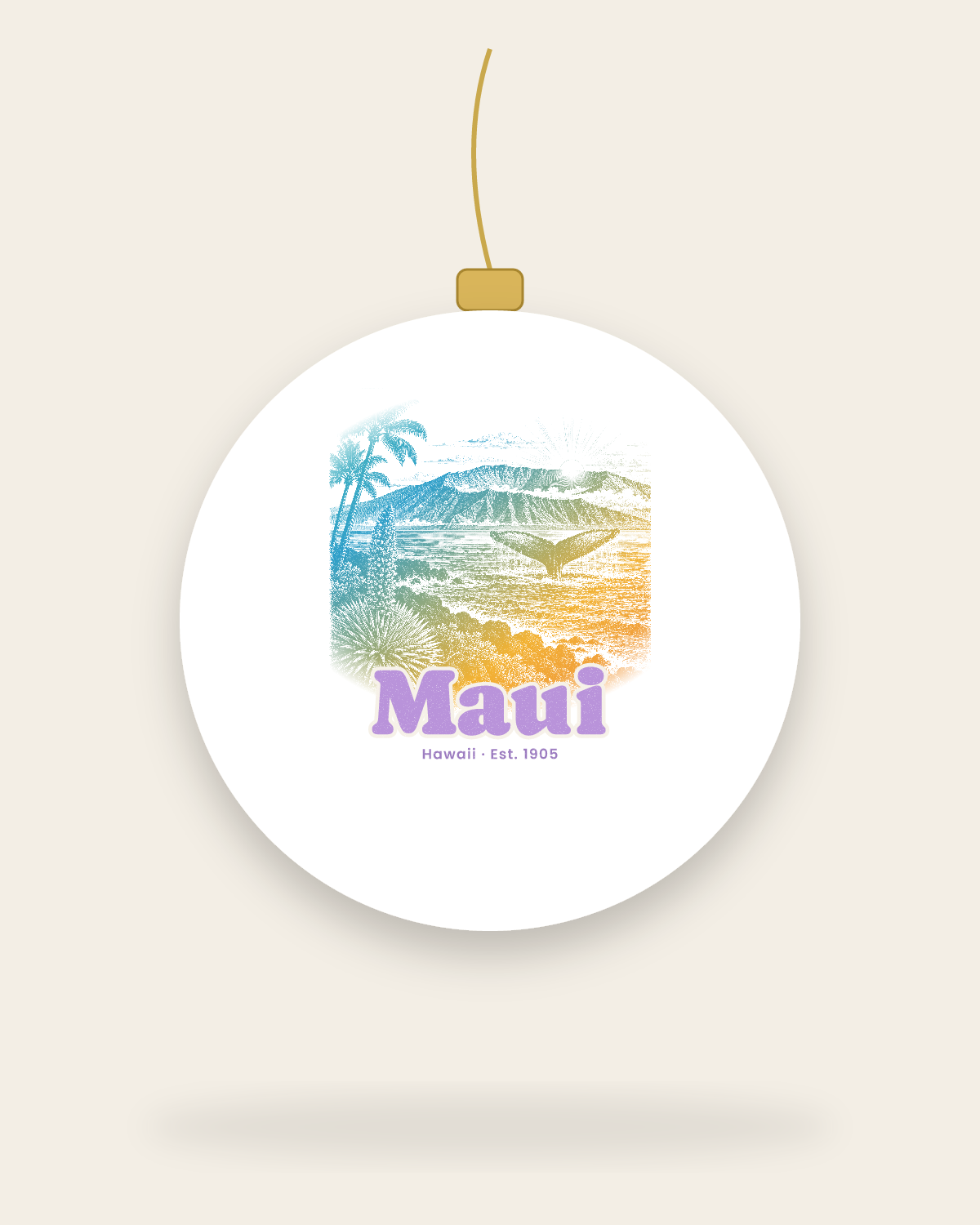 Maui Whale Fluke Ceramic Ornament in White