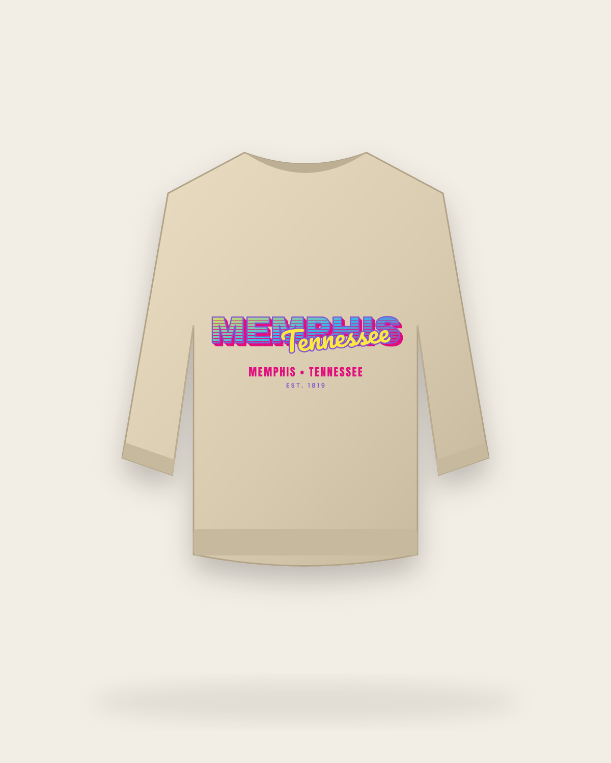 Memphis Music TV Crewneck Sweatshirt in Sand