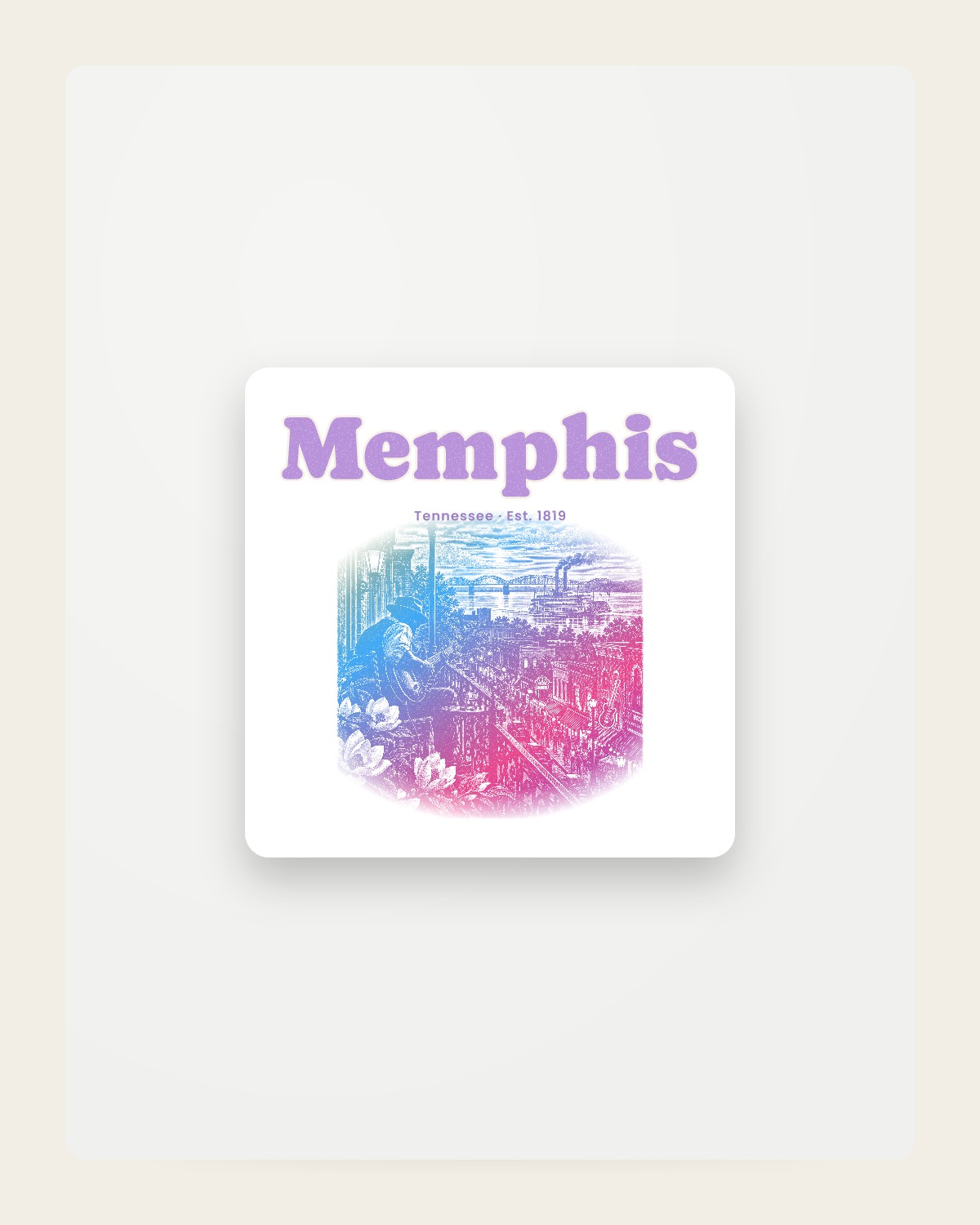 Memphis Balcony Blues Fridge Magnet in White