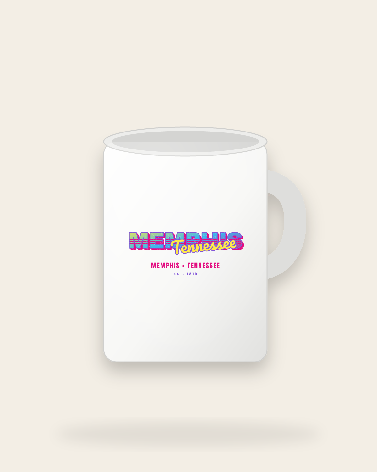 Memphis Music TV Ceramic Mug 15oz in White