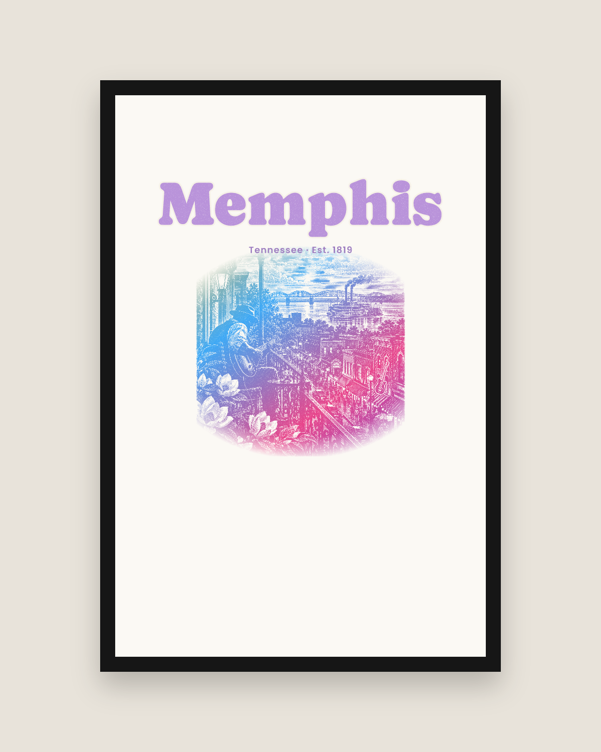 Memphis Balcony Blues Matte Poster in White