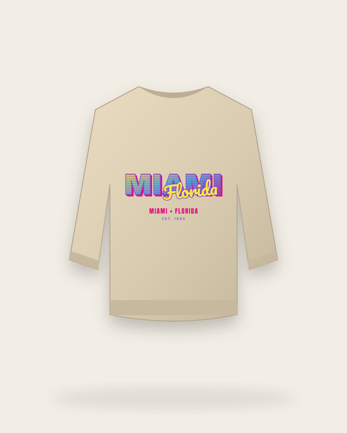 Miami Music TV Crewneck Sweatshirt in Sand