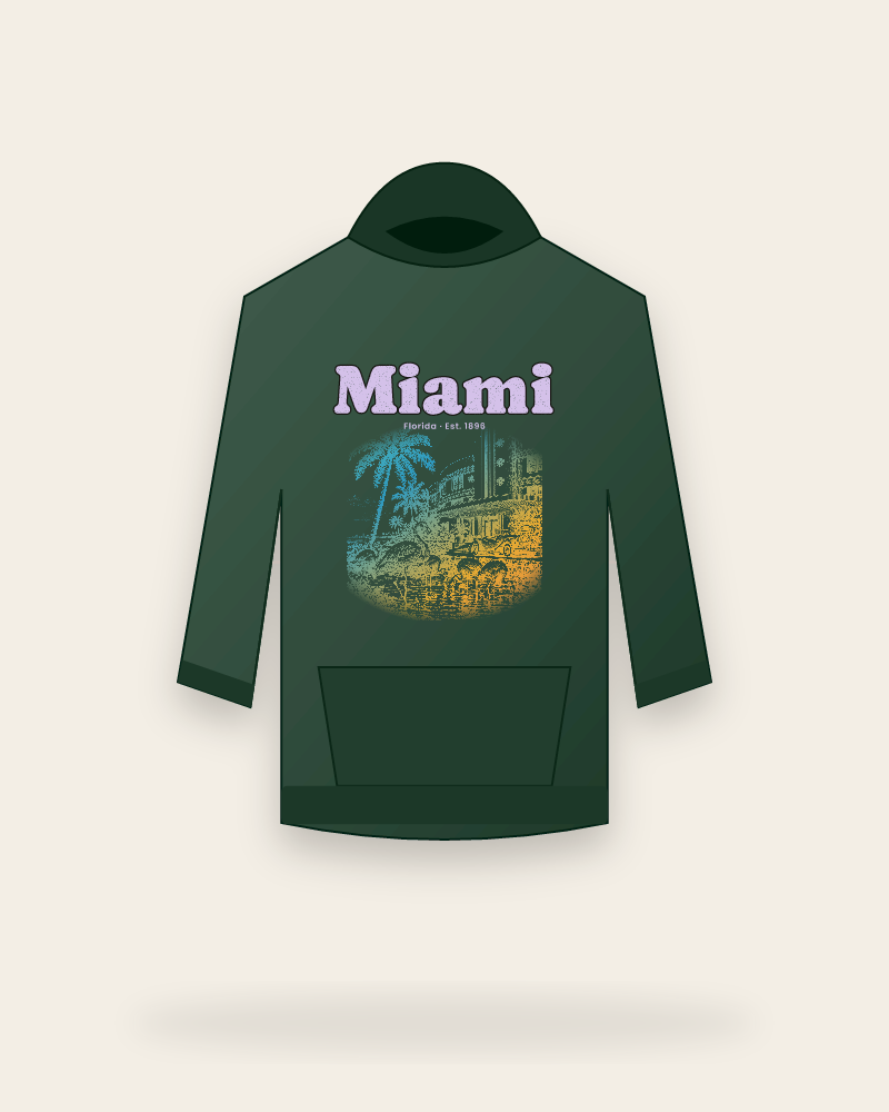 Miami Art Deco Flamingos Hooded Sweatshirt