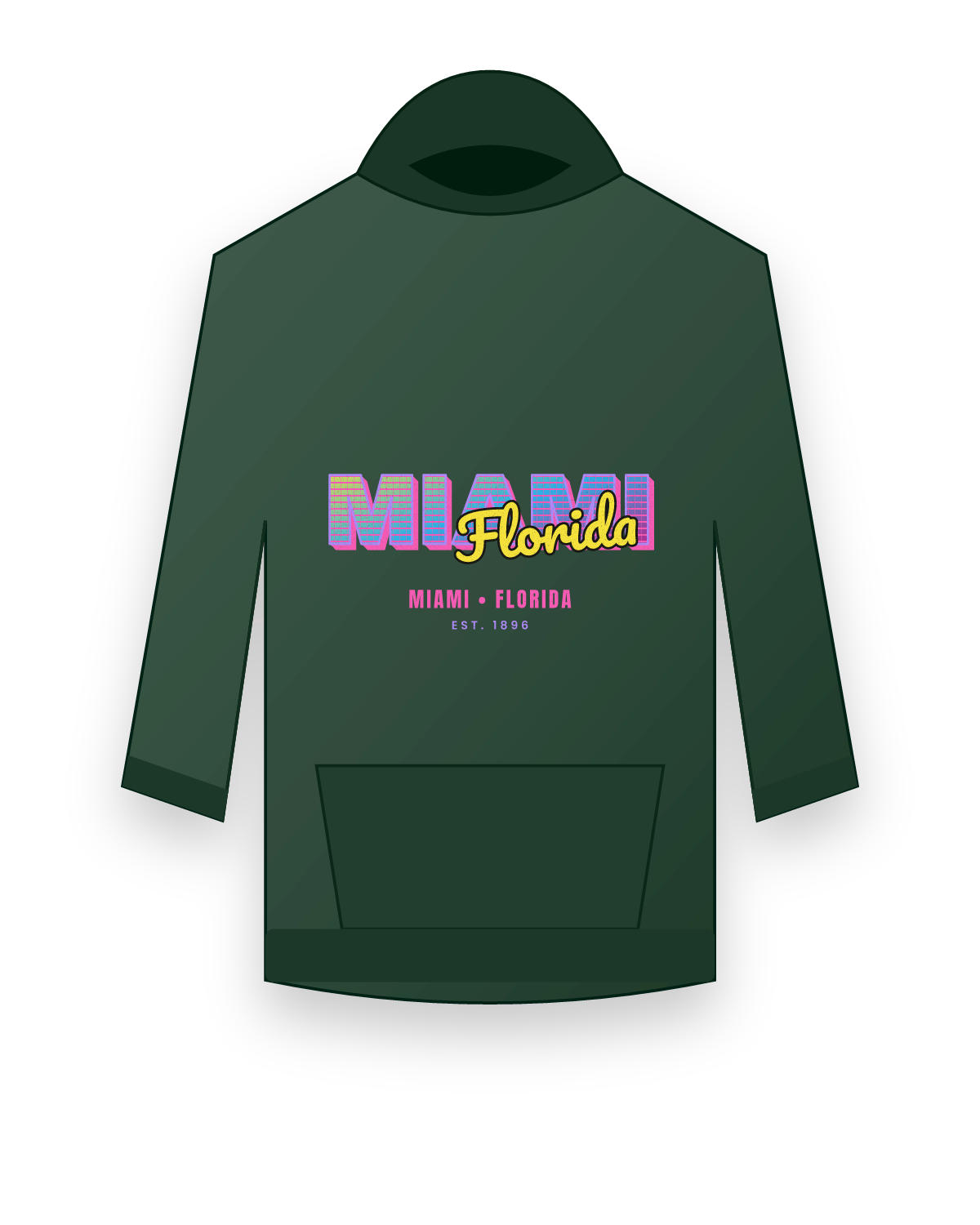 Miami Music TV Hooded Sweatshirt in Forest Green