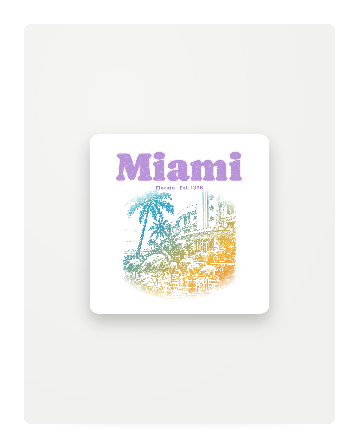Miami Art Deco Flamingos Fridge Magnet in White