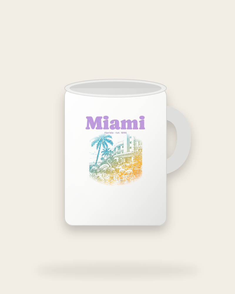 Miami Art Deco Flamingos Ceramic Mug 15oz