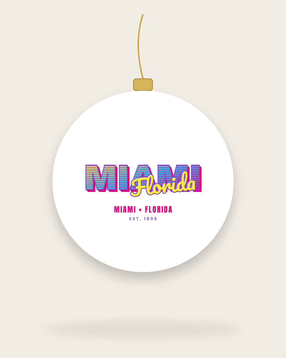 Miami Music TV Ceramic Ornament in White