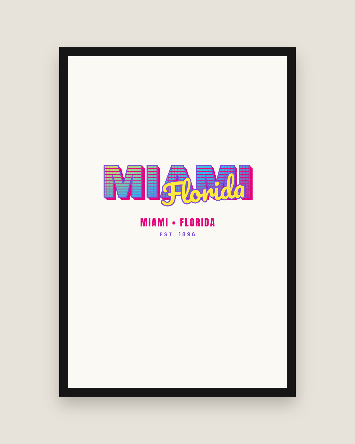 Miami Music TV Matte Poster in White