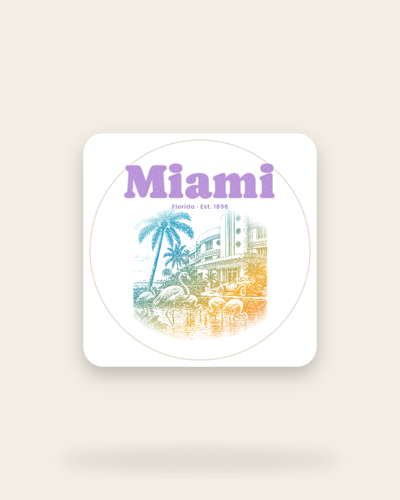 Miami Art Deco Flamingos Kiss-Cut Sticker