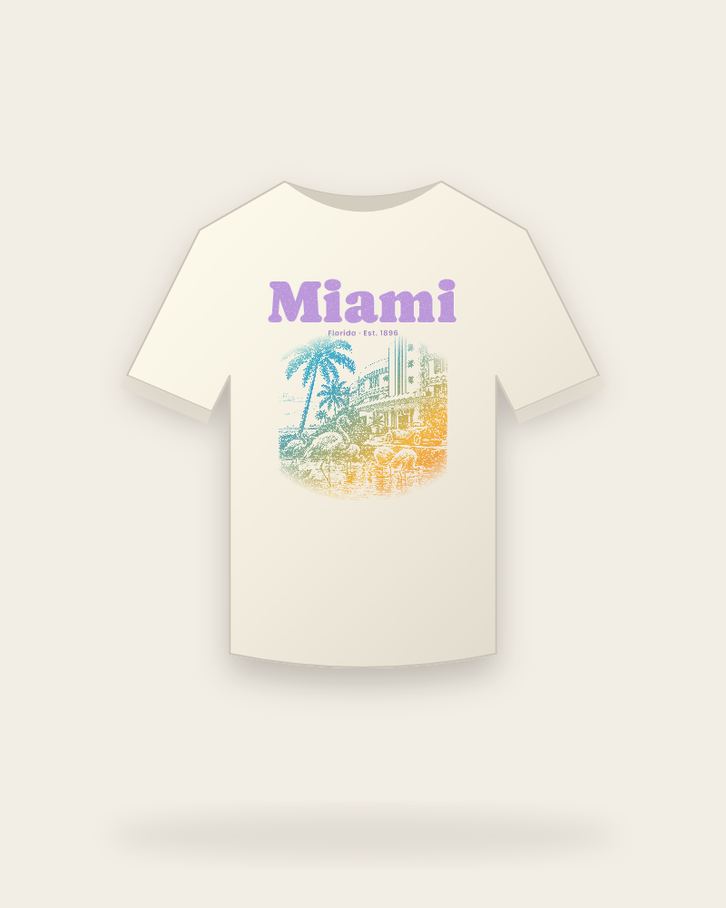 Miami Art Deco Flamingos Vintage Wash Tee