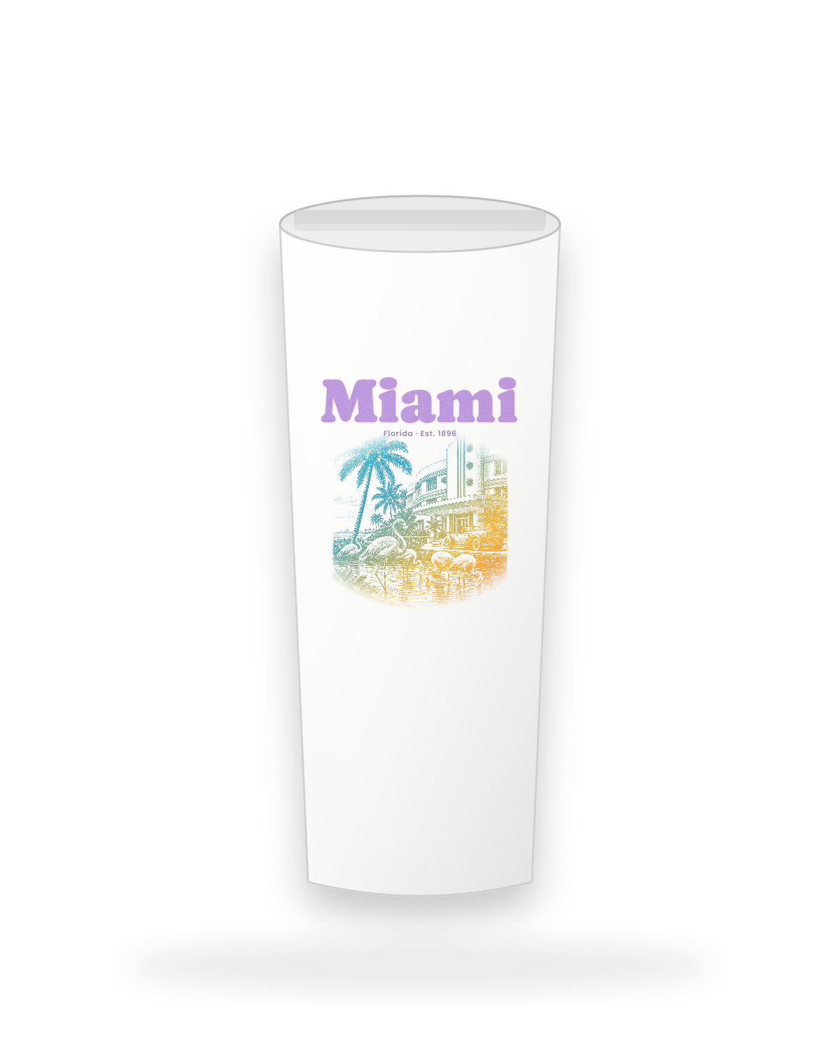 Miami Art Deco Flamingos Insulated Tumbler 20oz in White