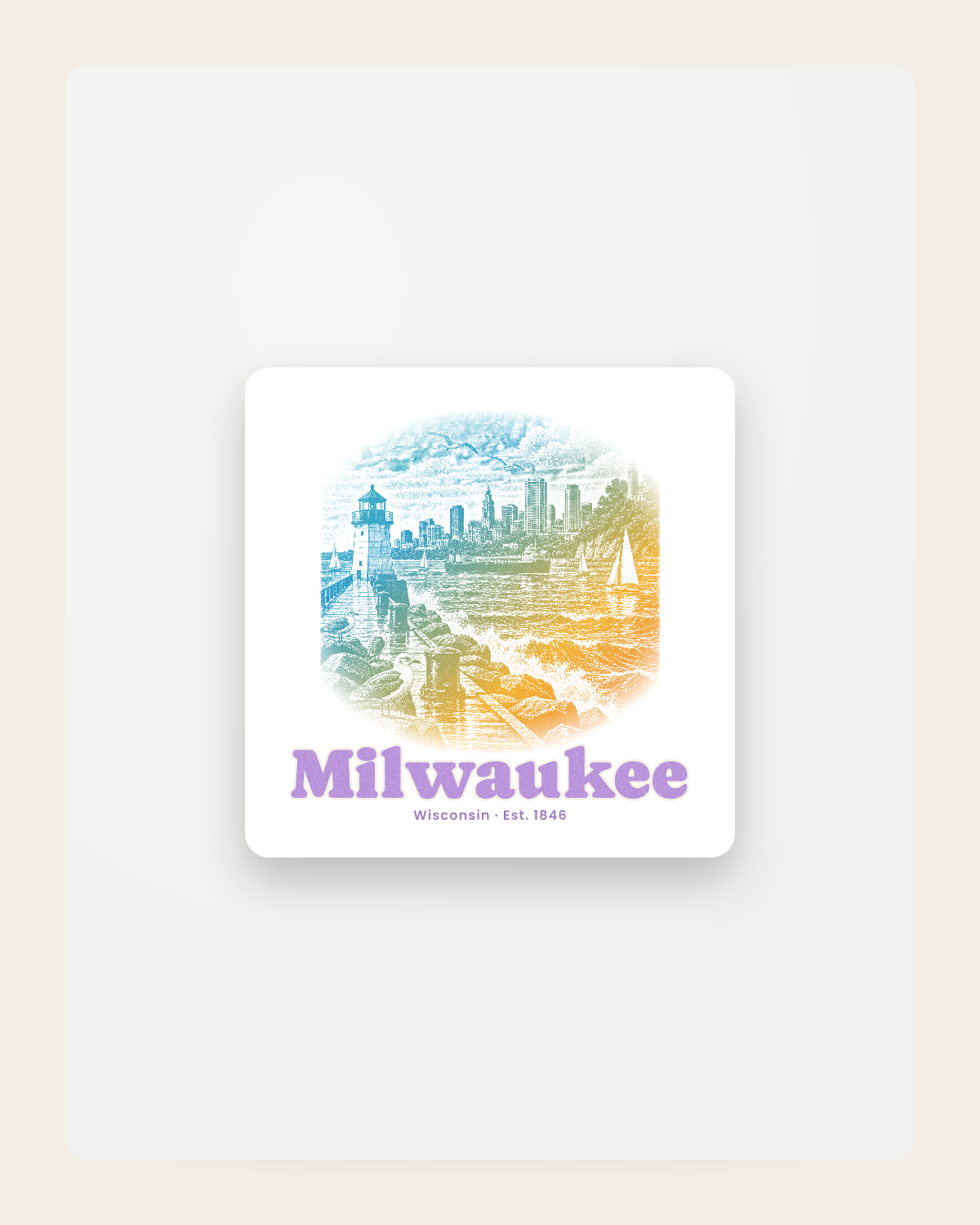 Milwaukee Breakwater Light Fridge Magnet in White