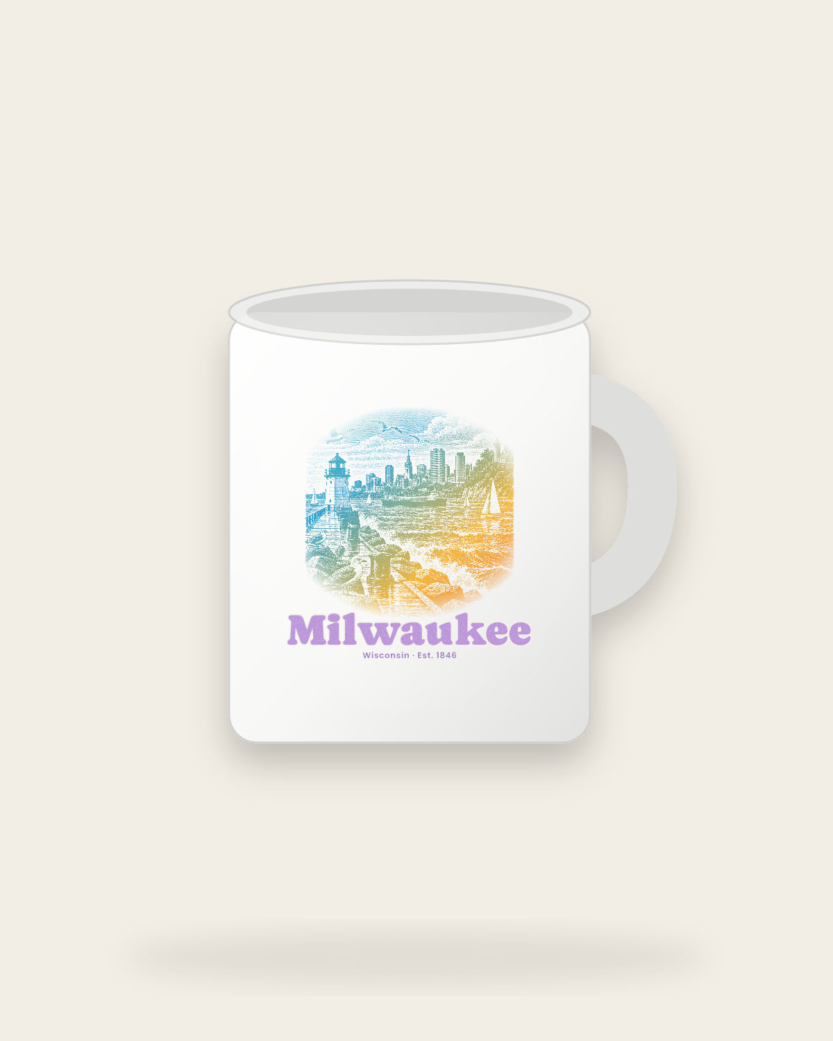 Milwaukee Breakwater Light Ceramic Mug 11oz in White