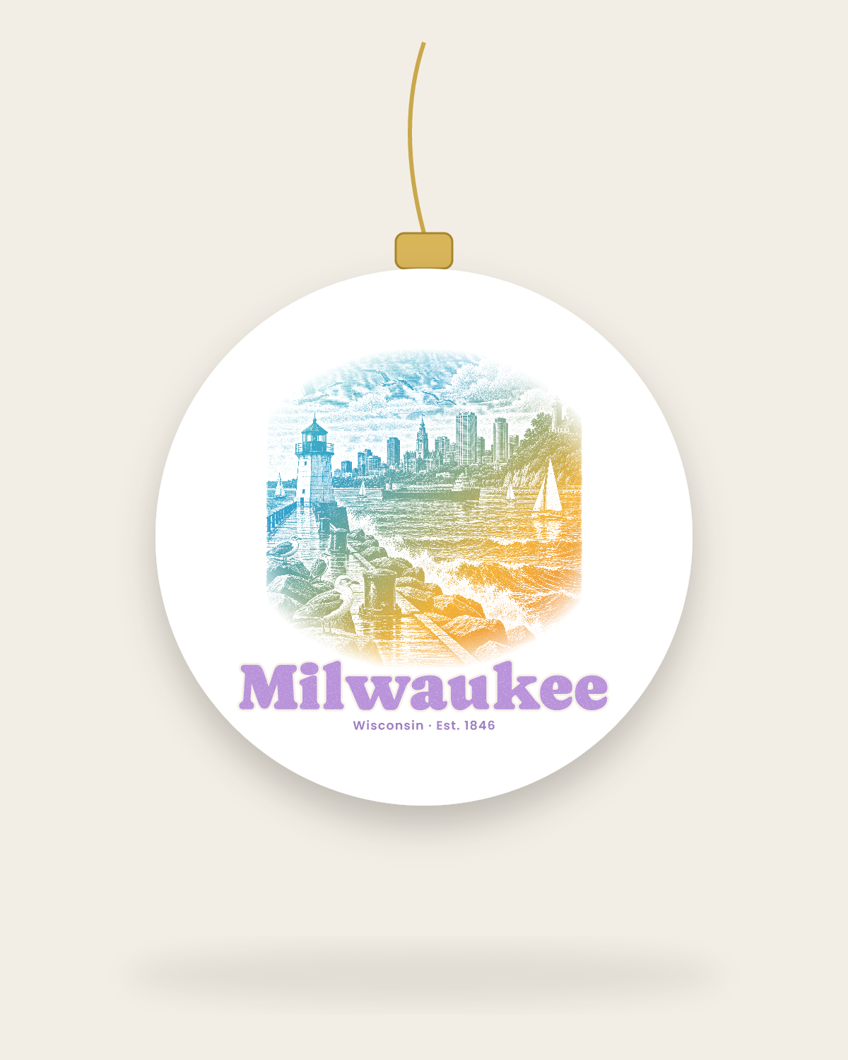 Milwaukee Breakwater Light Ceramic Ornament in White