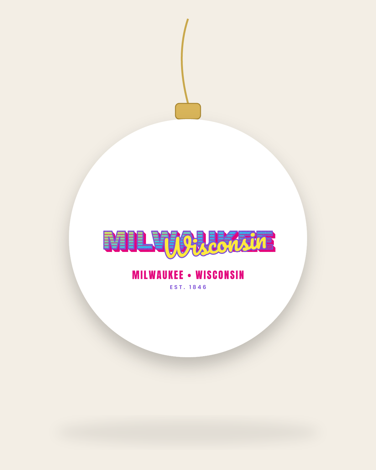 Milwaukee Music TV Ceramic Ornament in White
