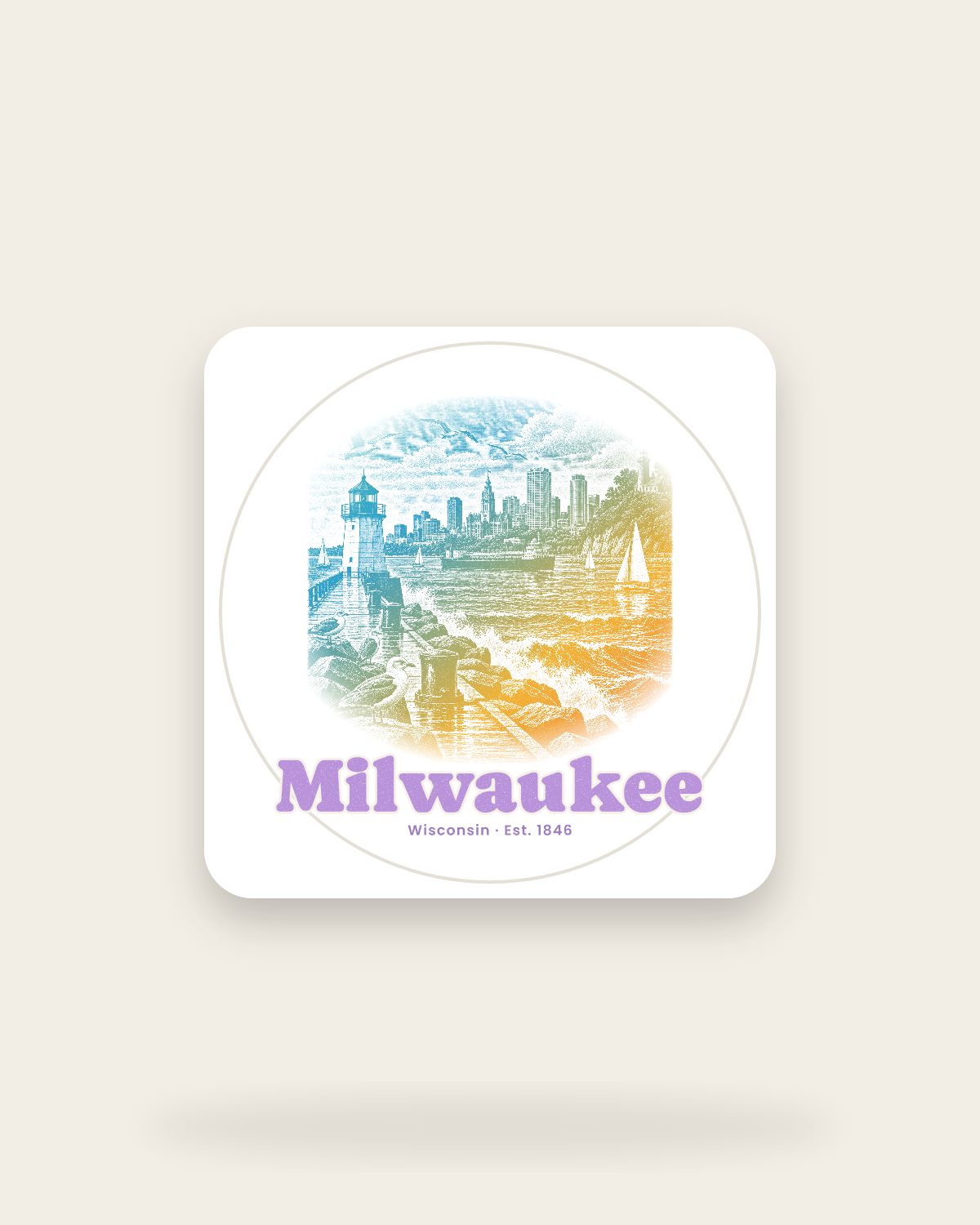 Milwaukee Breakwater Light Kiss-Cut Sticker in White