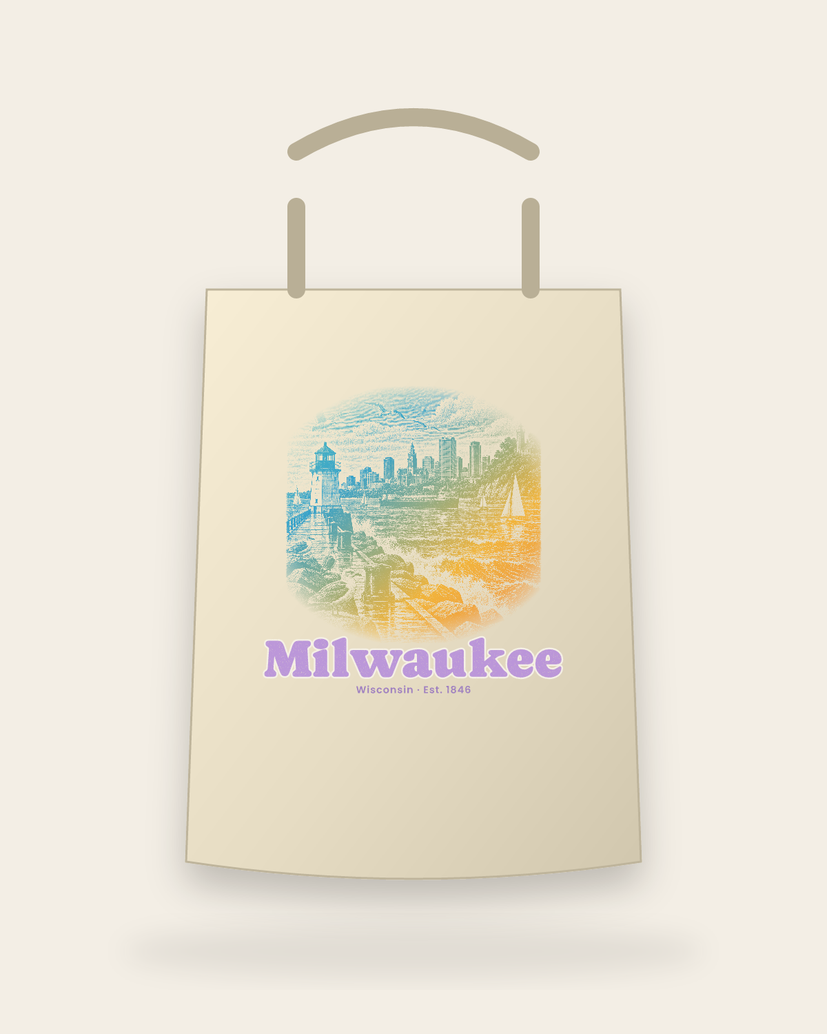 Milwaukee Breakwater Light Canvas Tote in Beige