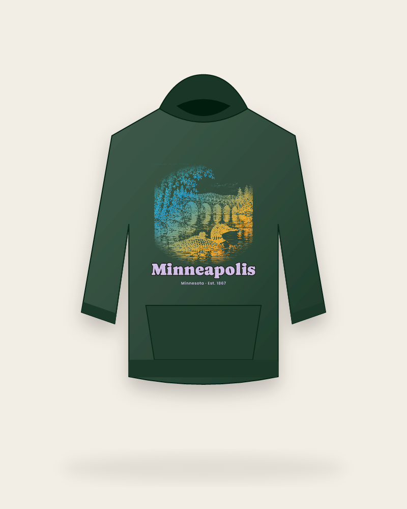 Minneapolis Loon & Stone Arch Hooded Sweatshirt