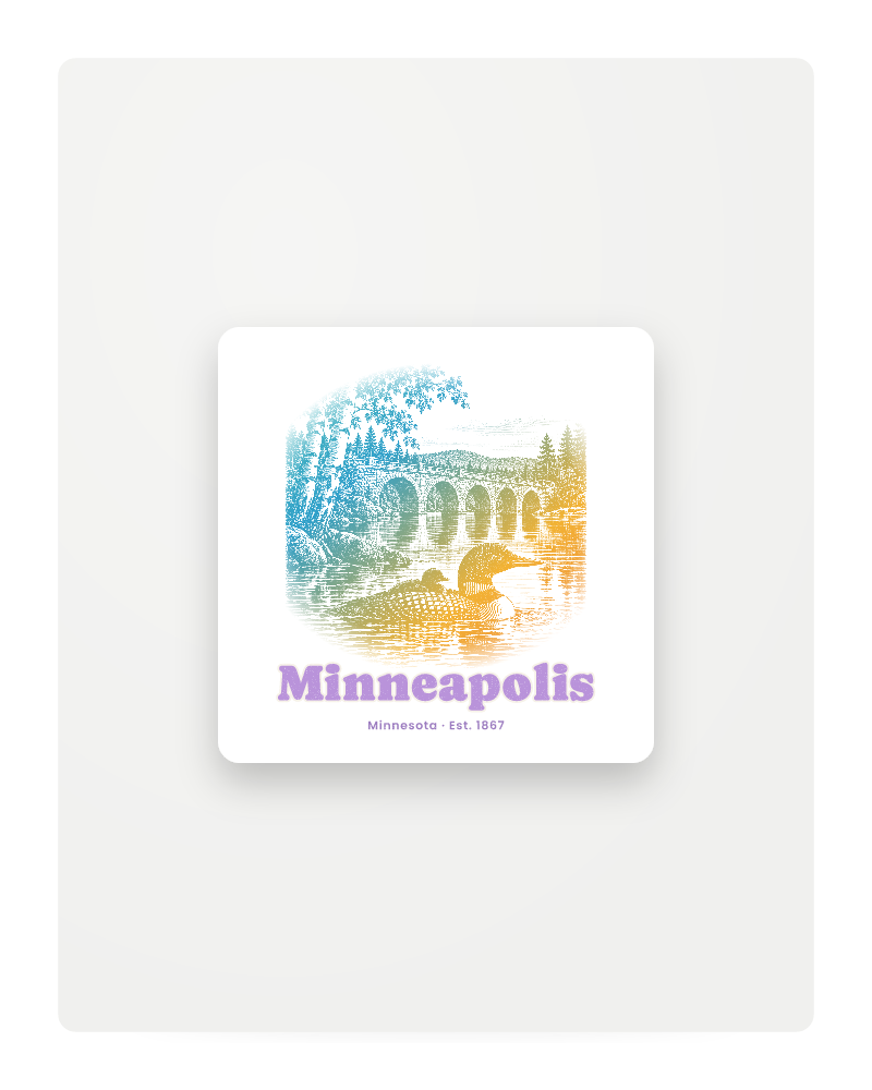 Minneapolis Loon & Stone Arch Fridge Magnet