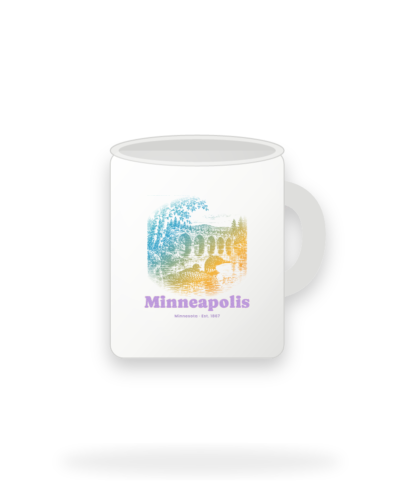 Minneapolis Loon & Stone Arch Ceramic Mug 11oz