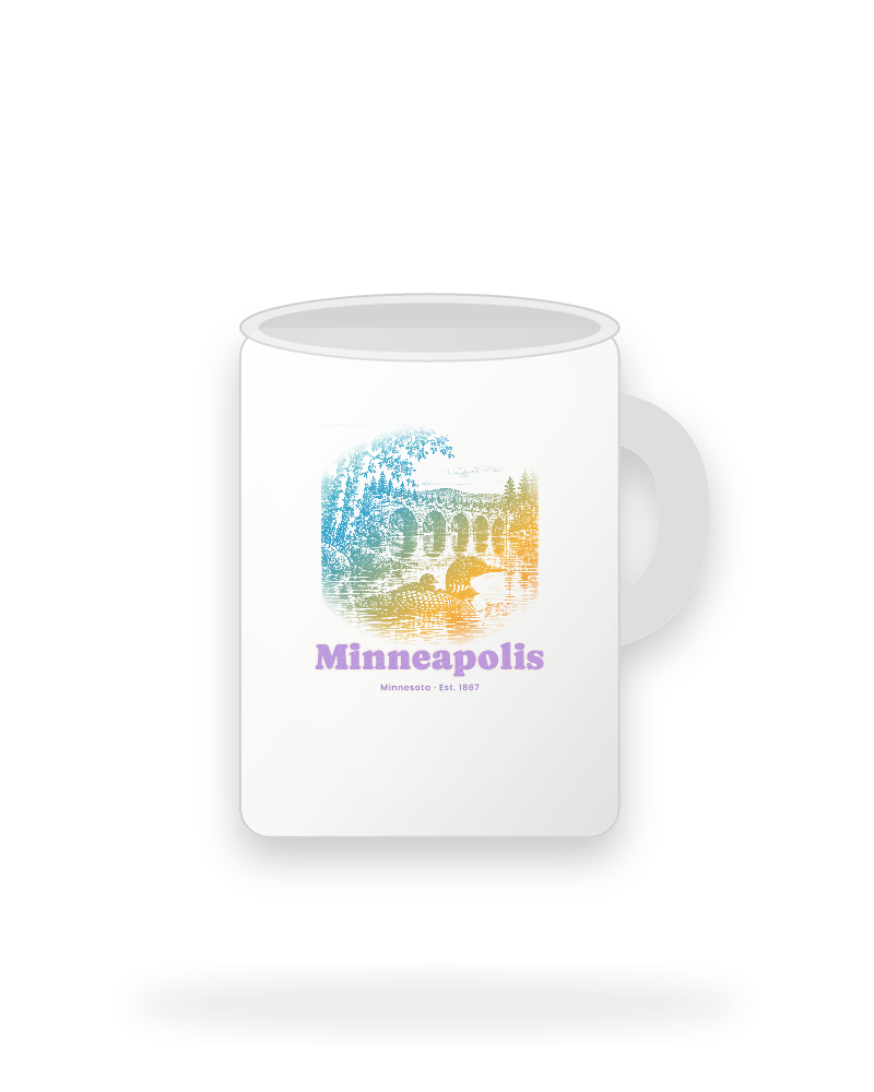 Minneapolis Loon & Stone Arch Ceramic Mug 15oz