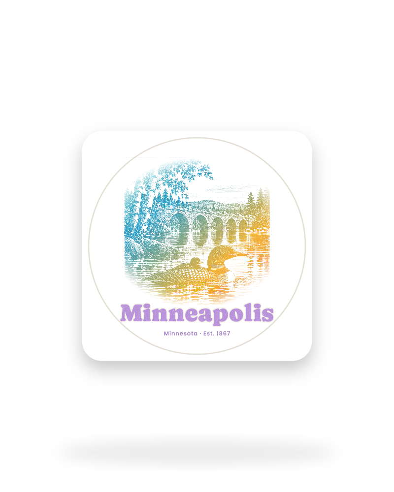 Minneapolis Loon & Stone Arch Kiss-Cut Sticker