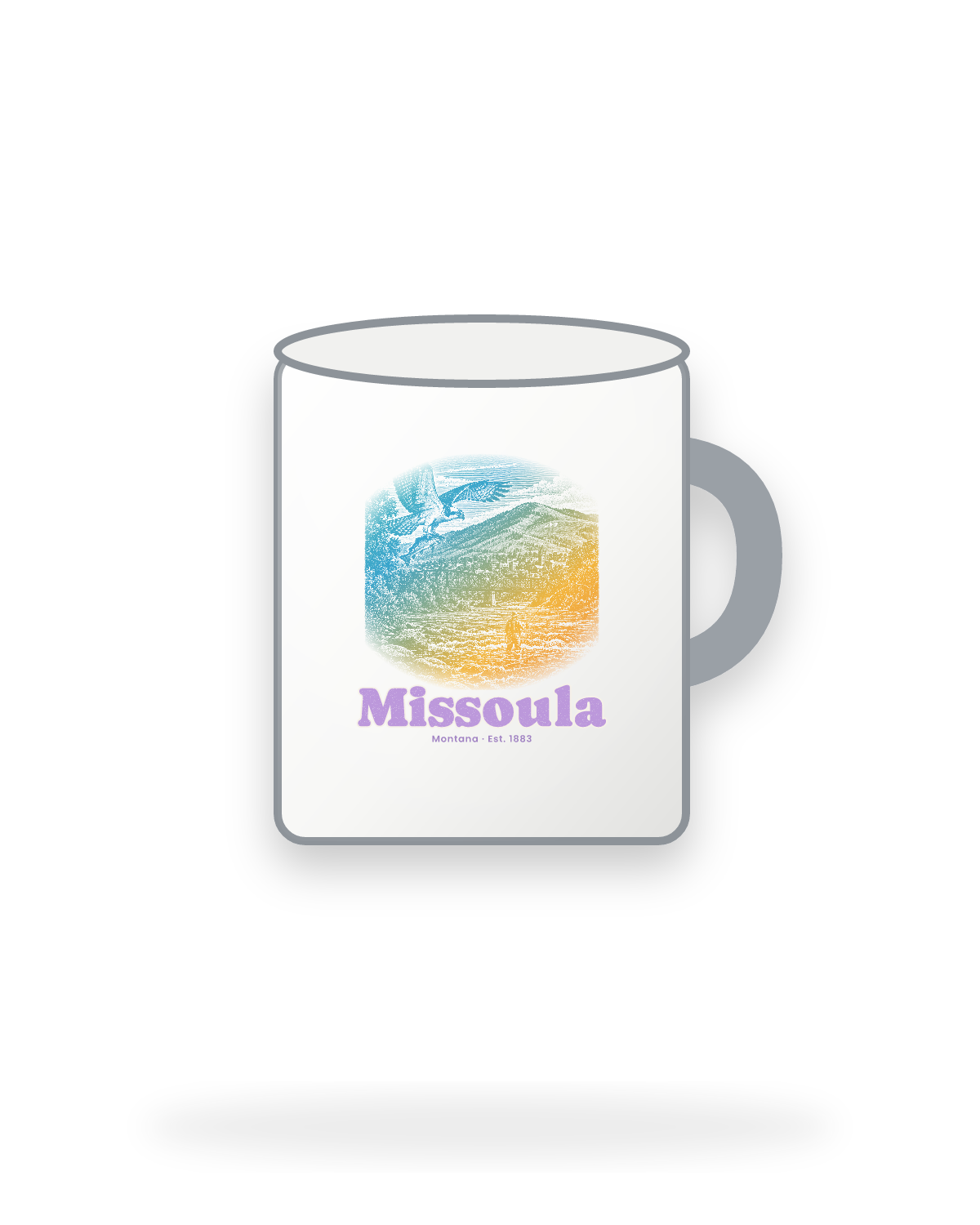 Missoula Osprey & Trout Enamel Camp Mug in White