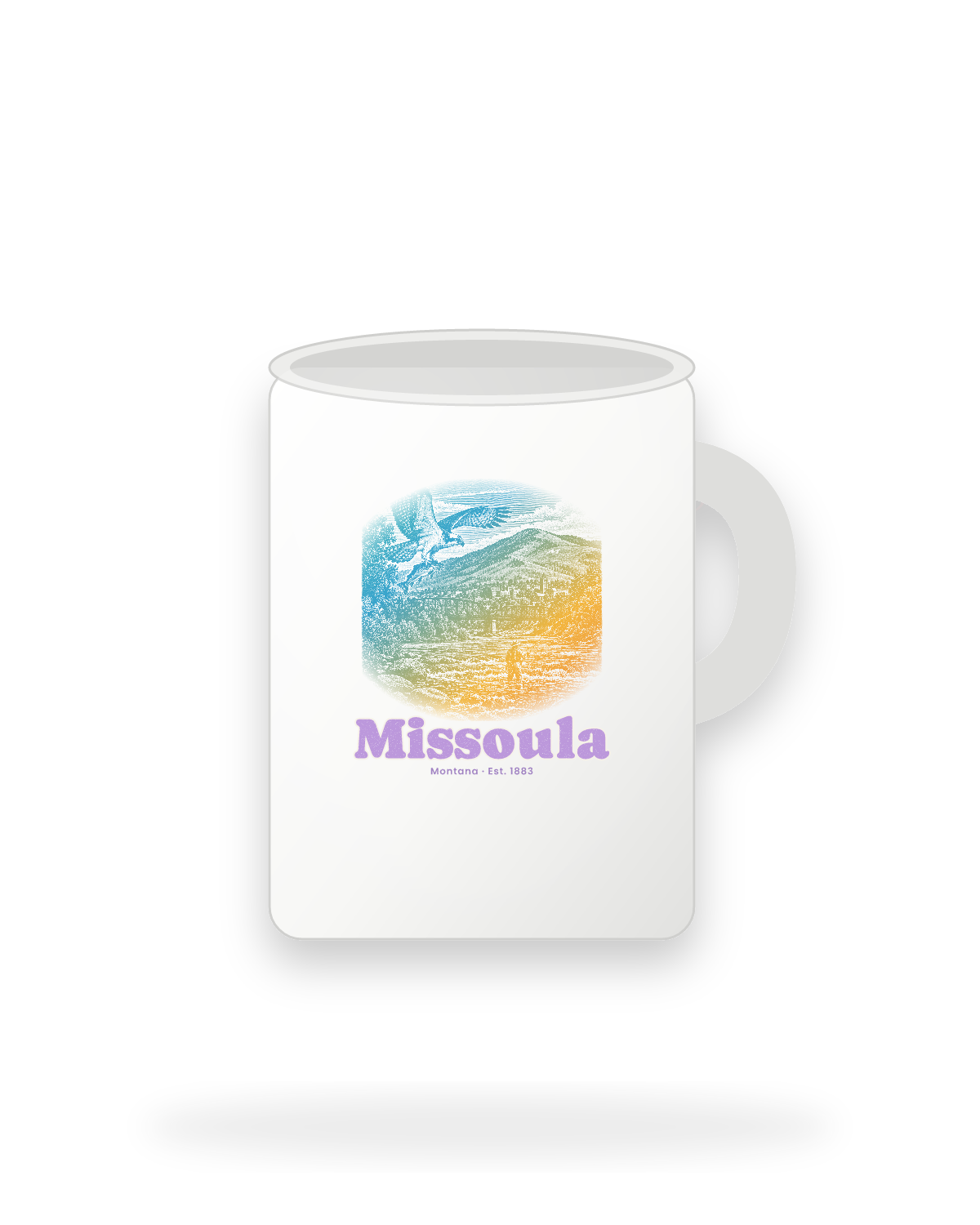 Missoula Osprey & Trout Ceramic Mug 15oz in White
