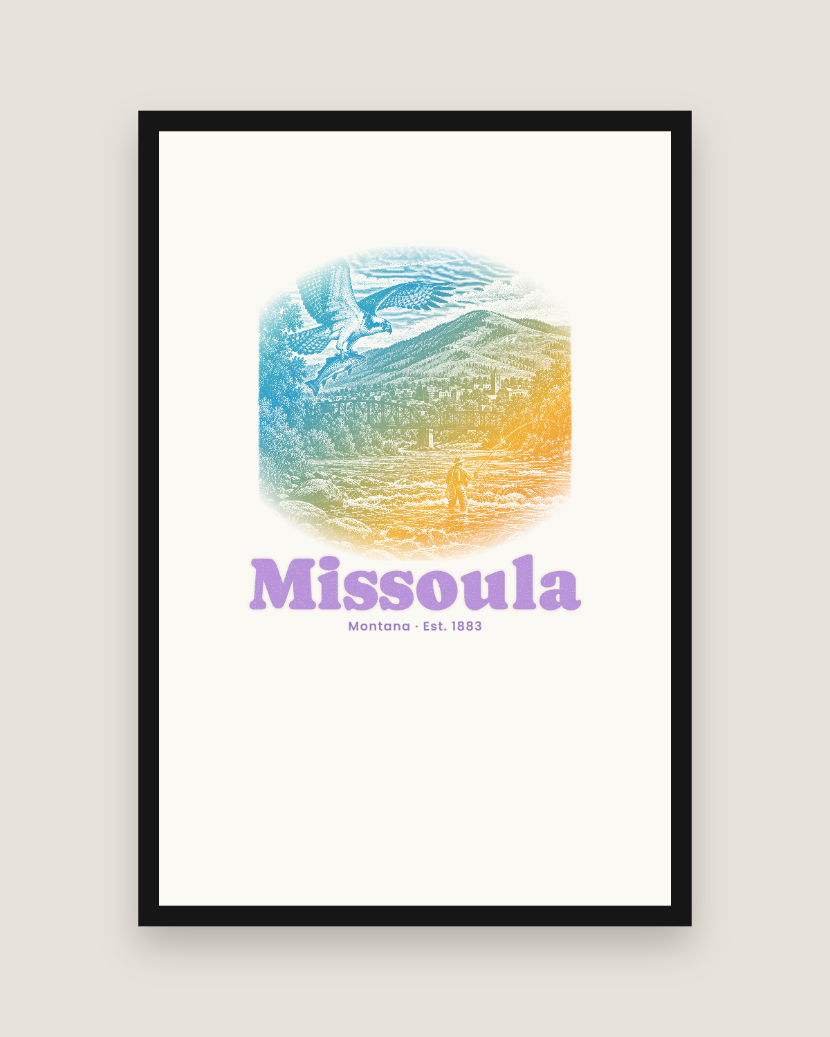 Missoula Osprey & Trout Matte Poster in White