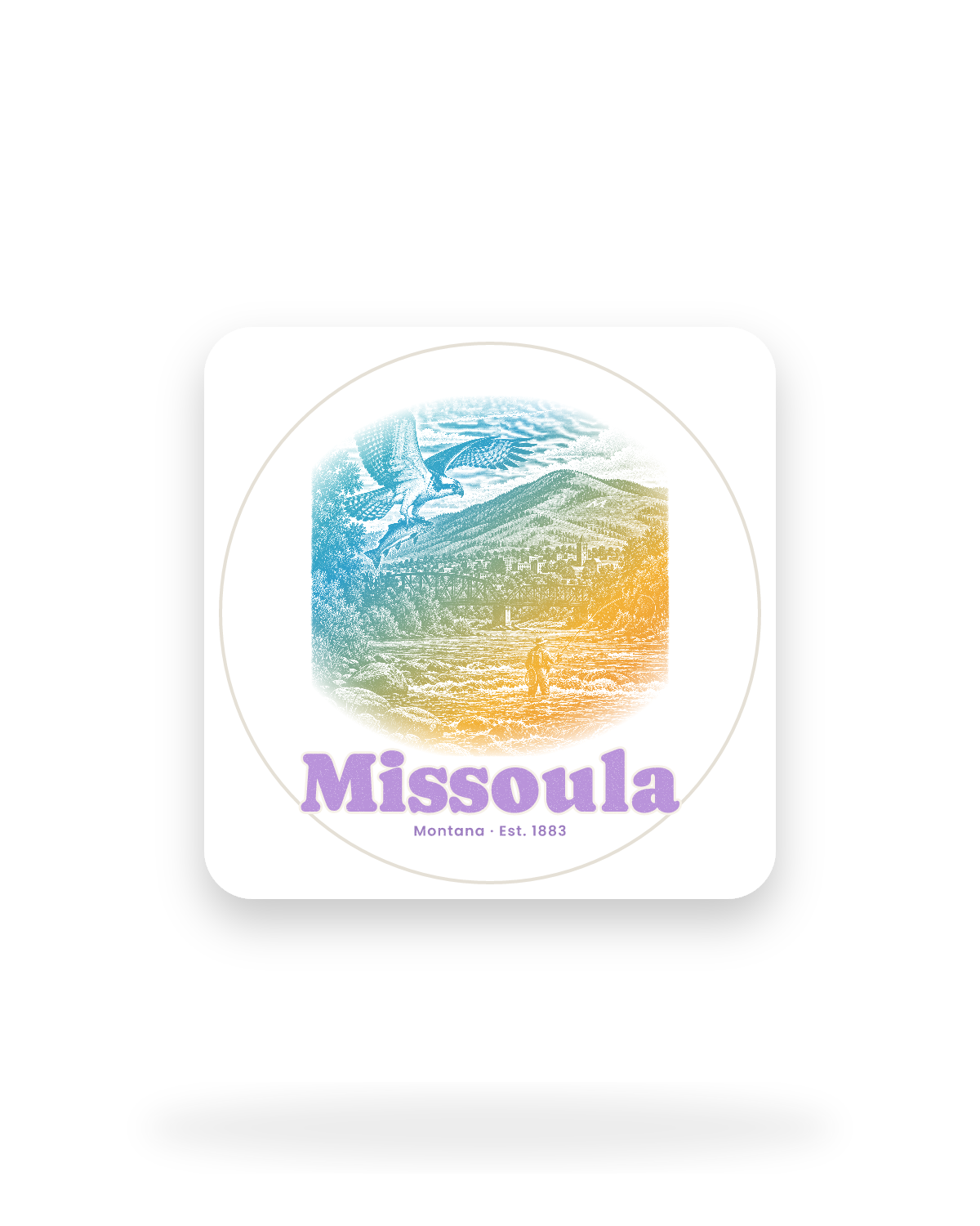 Missoula Osprey & Trout Kiss-Cut Sticker in White