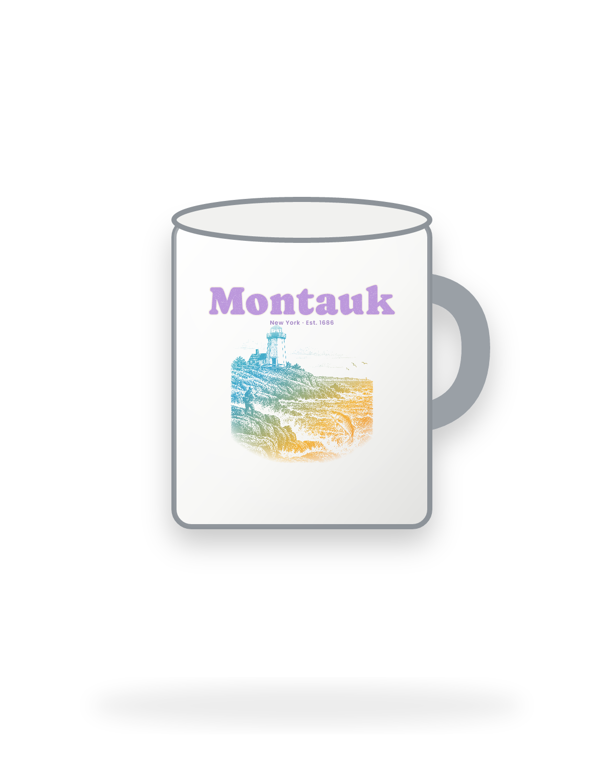 Montauk Montauk Lighthouse Enamel Camp Mug in White