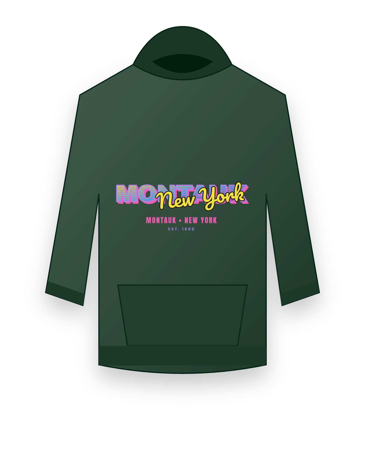 Montauk Music TV Hooded Sweatshirt in Forest Green