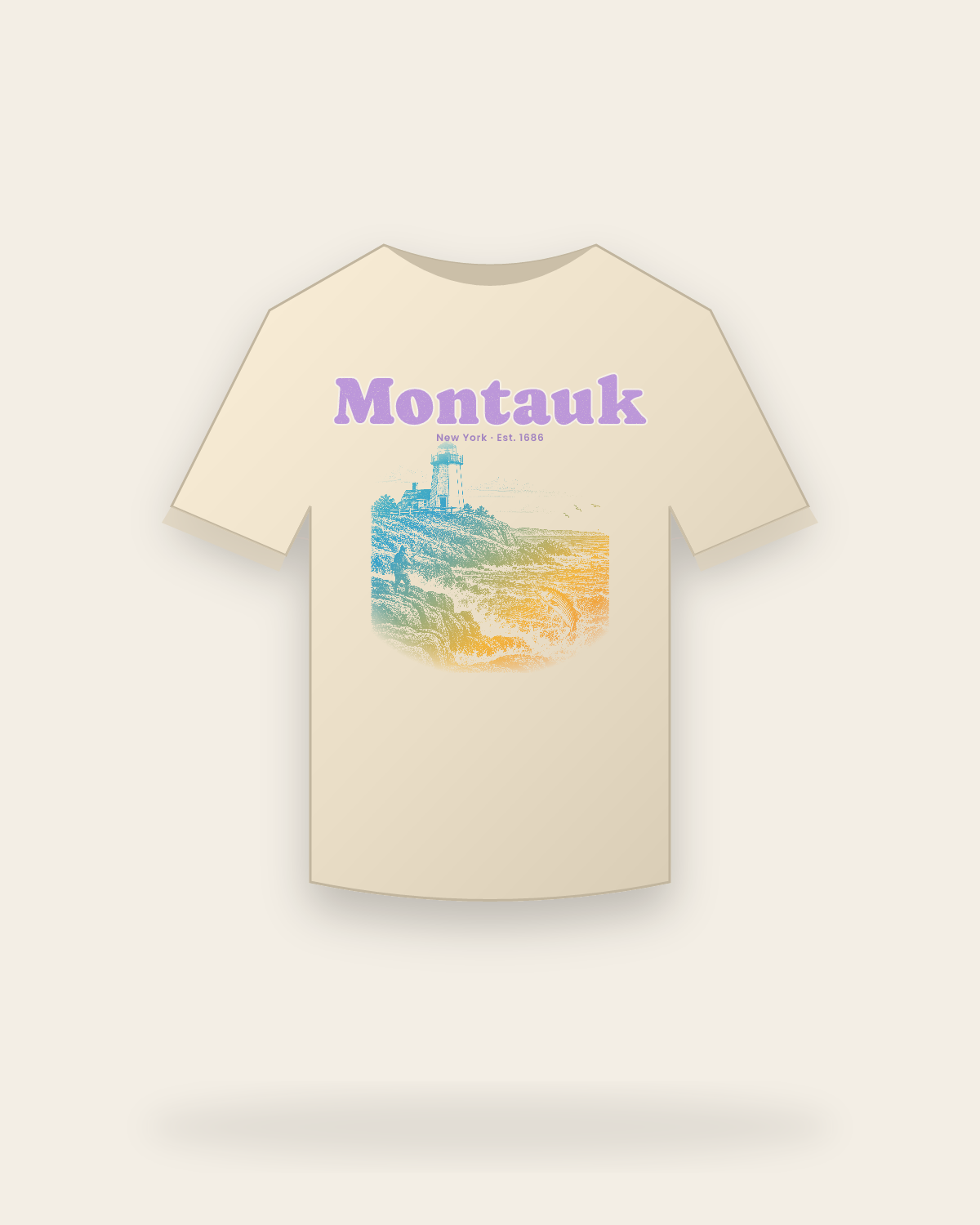 Montauk, NY Montauk Lighthouse Classic Tee in Natural