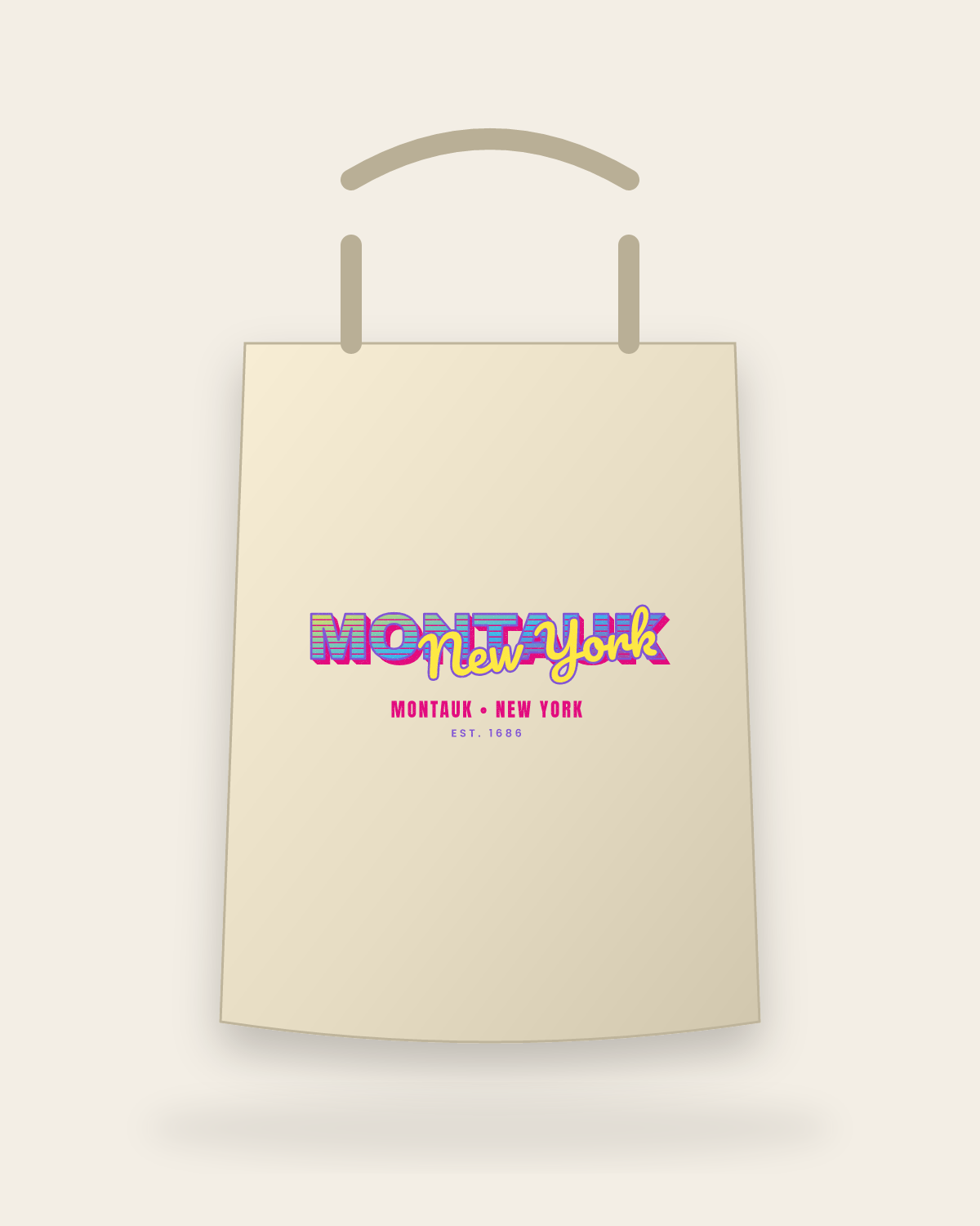 Montauk Music TV Canvas Tote in Beige