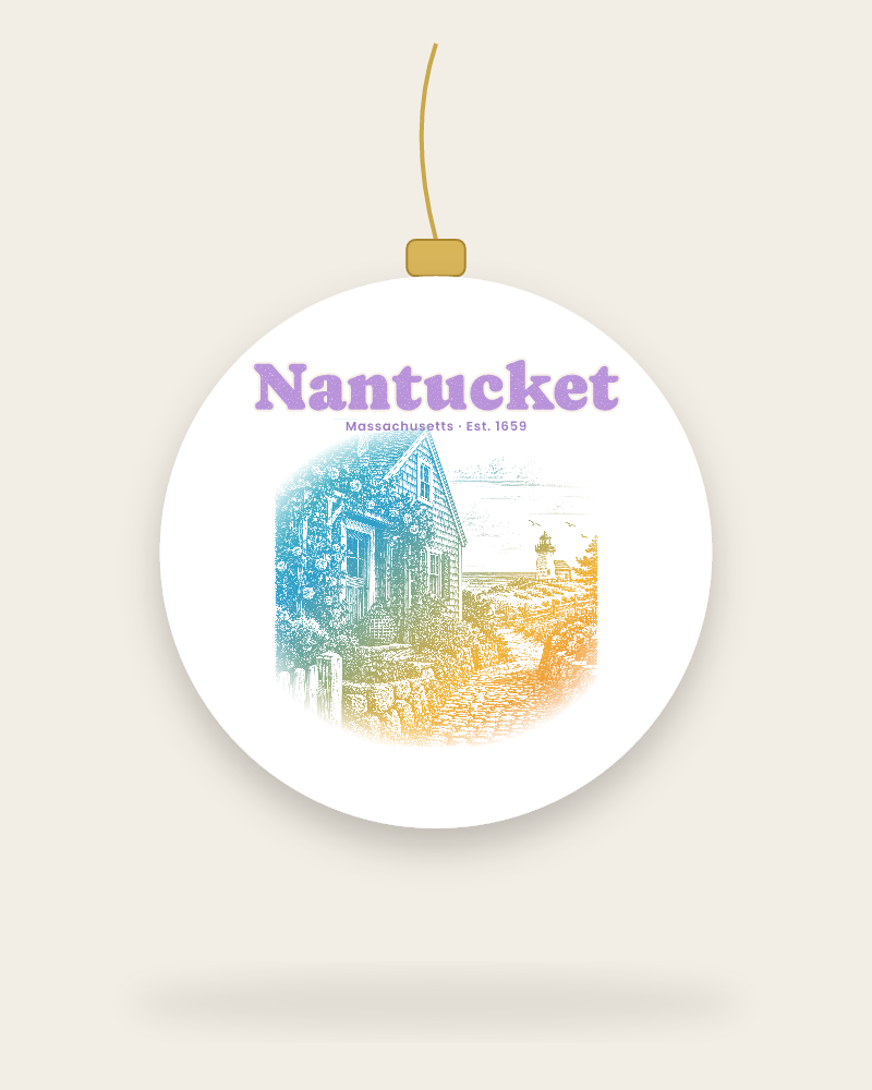 Nantucket Rose Cottage Ceramic Ornament
