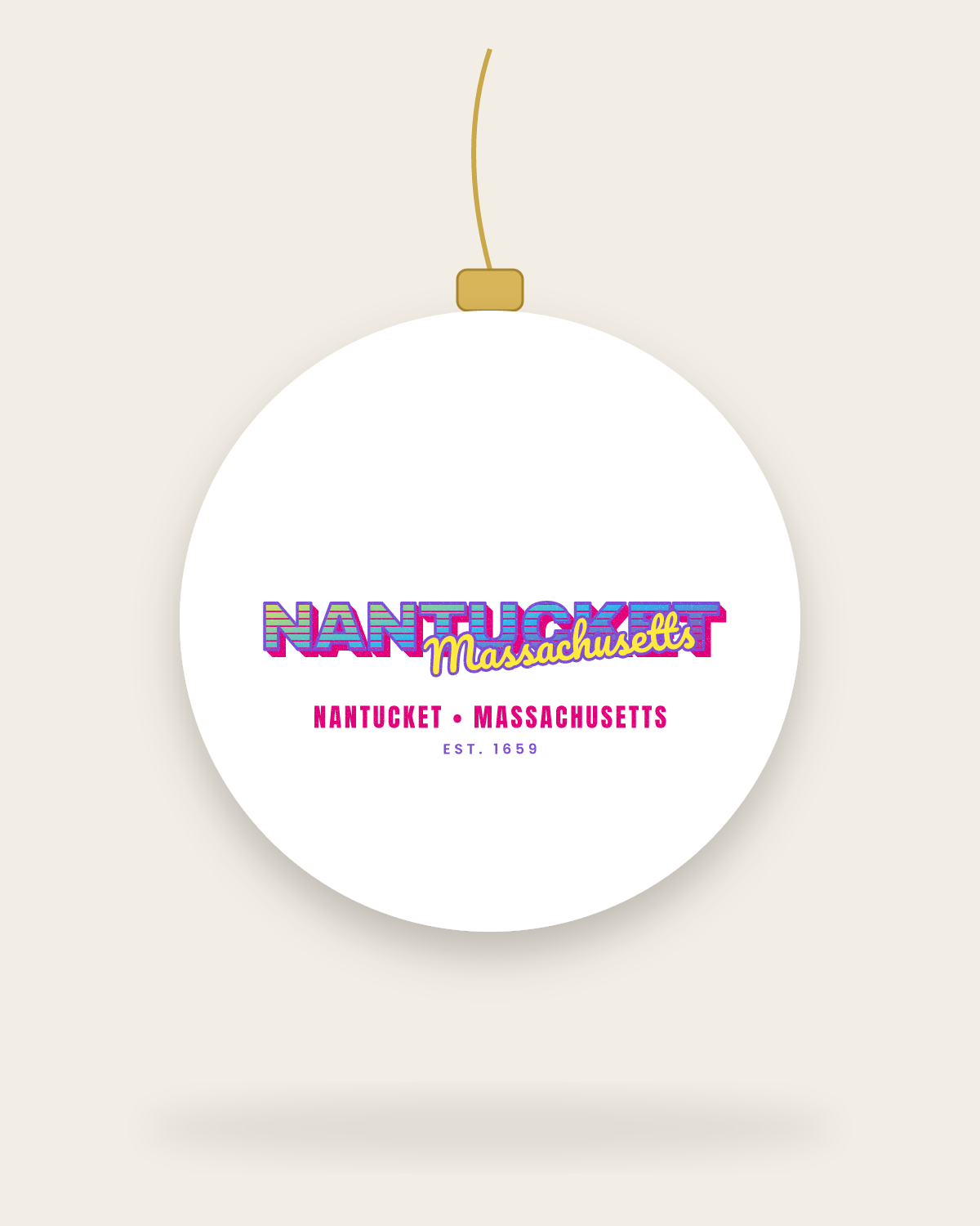 Nantucket Music TV Ceramic Ornament in White
